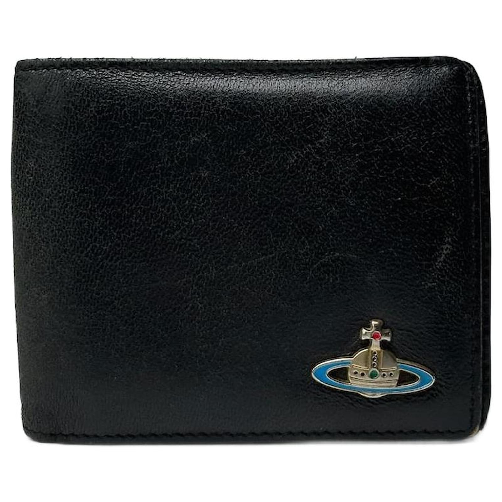 Vintage Vivienne Westwood foldable wallet leather black  ref.2319359