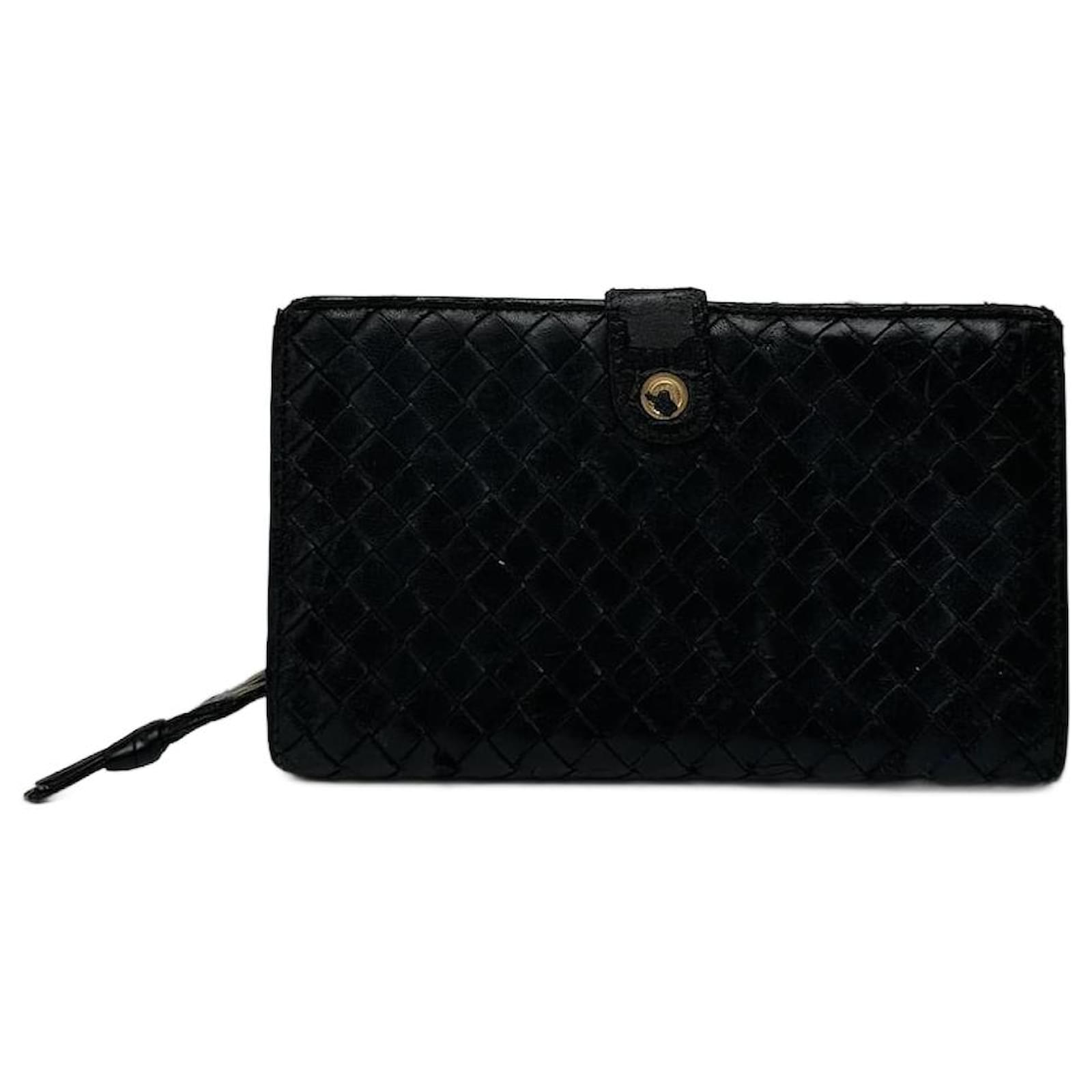 Vintage Bottega Veneta Leather wallet brown black  ref.2319358