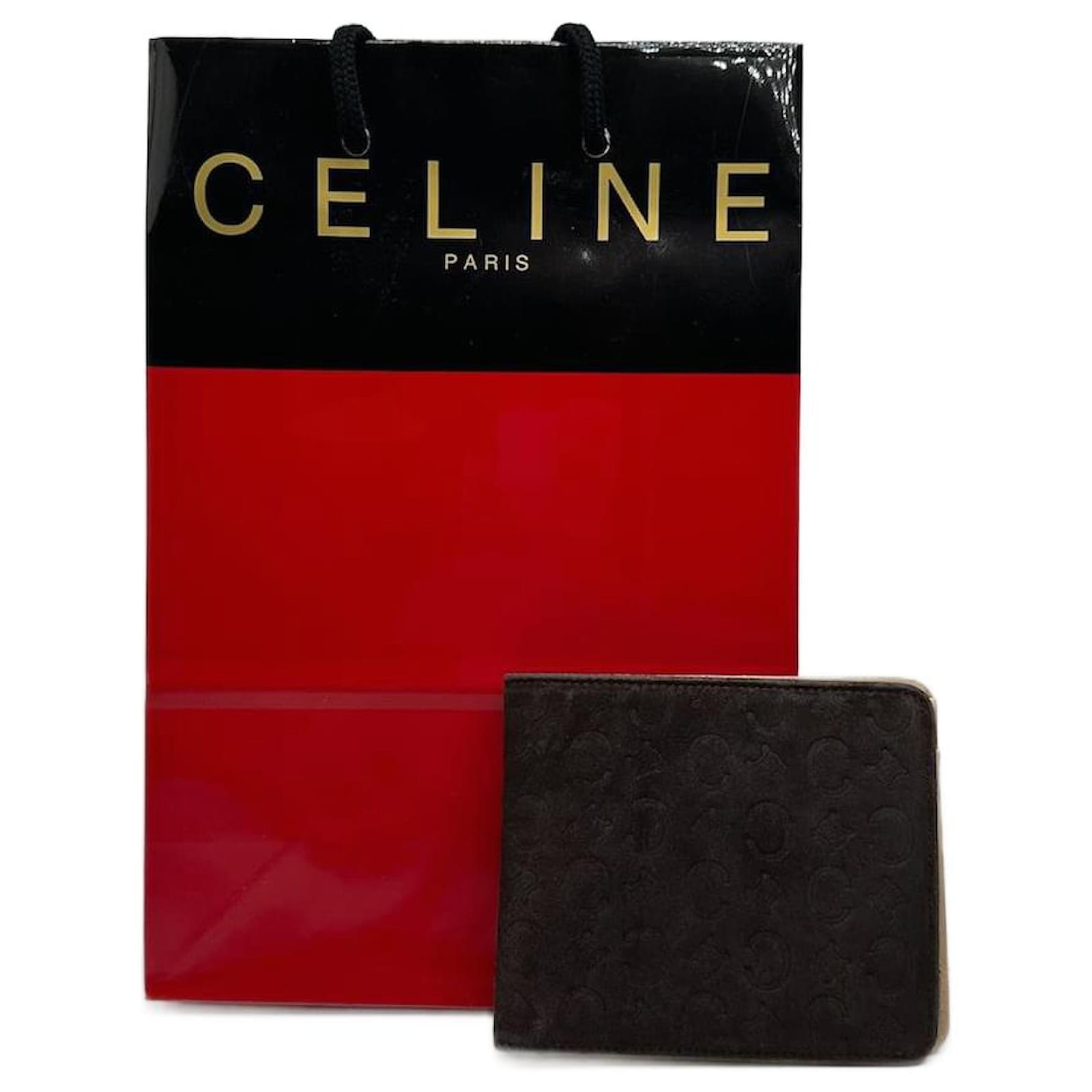 Céline Vintage Celine Paris Leather Card Holder monogram Black Suede  ref.2319322