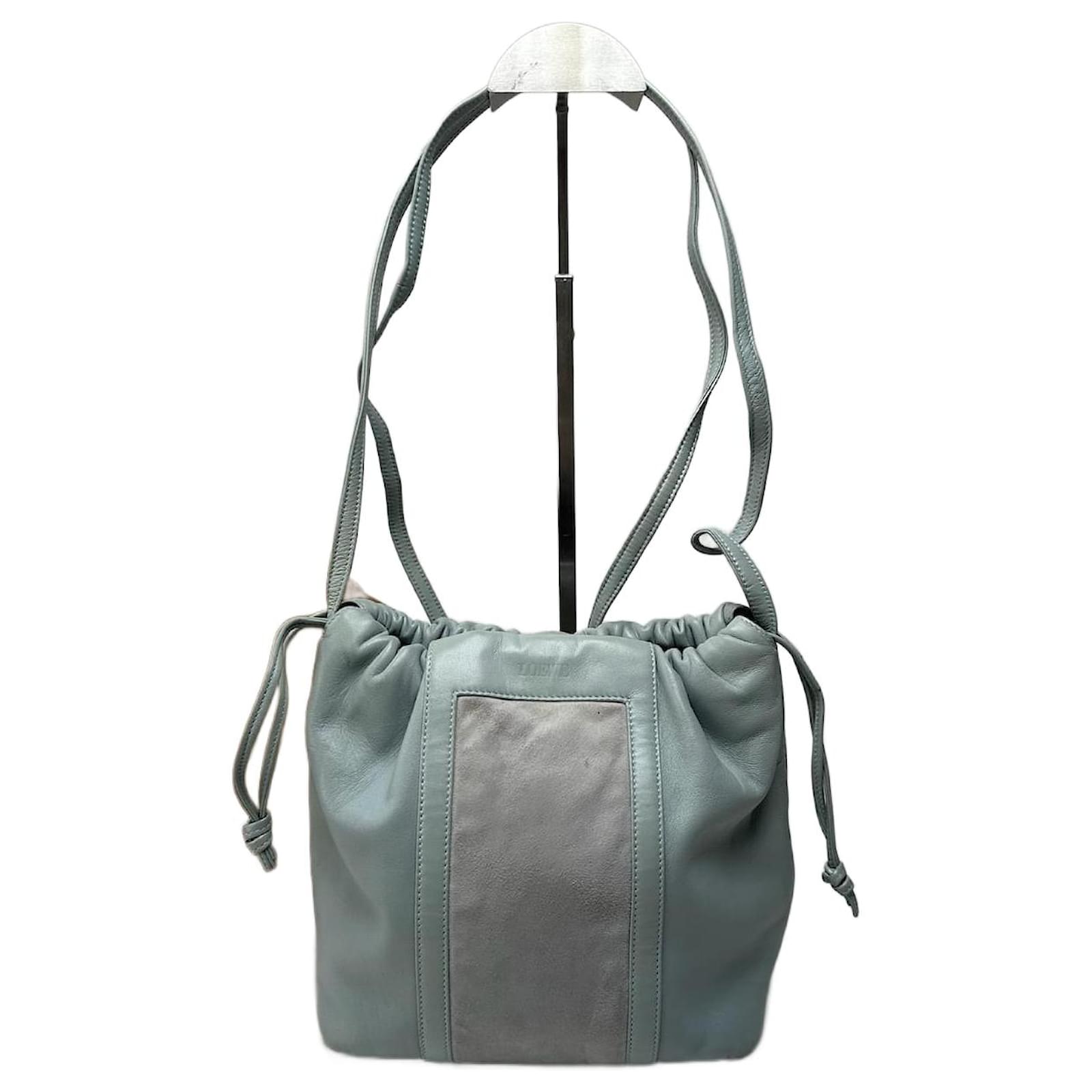 Vintage Loewe Madrid leather bag turquoise Suede  ref.2319236
