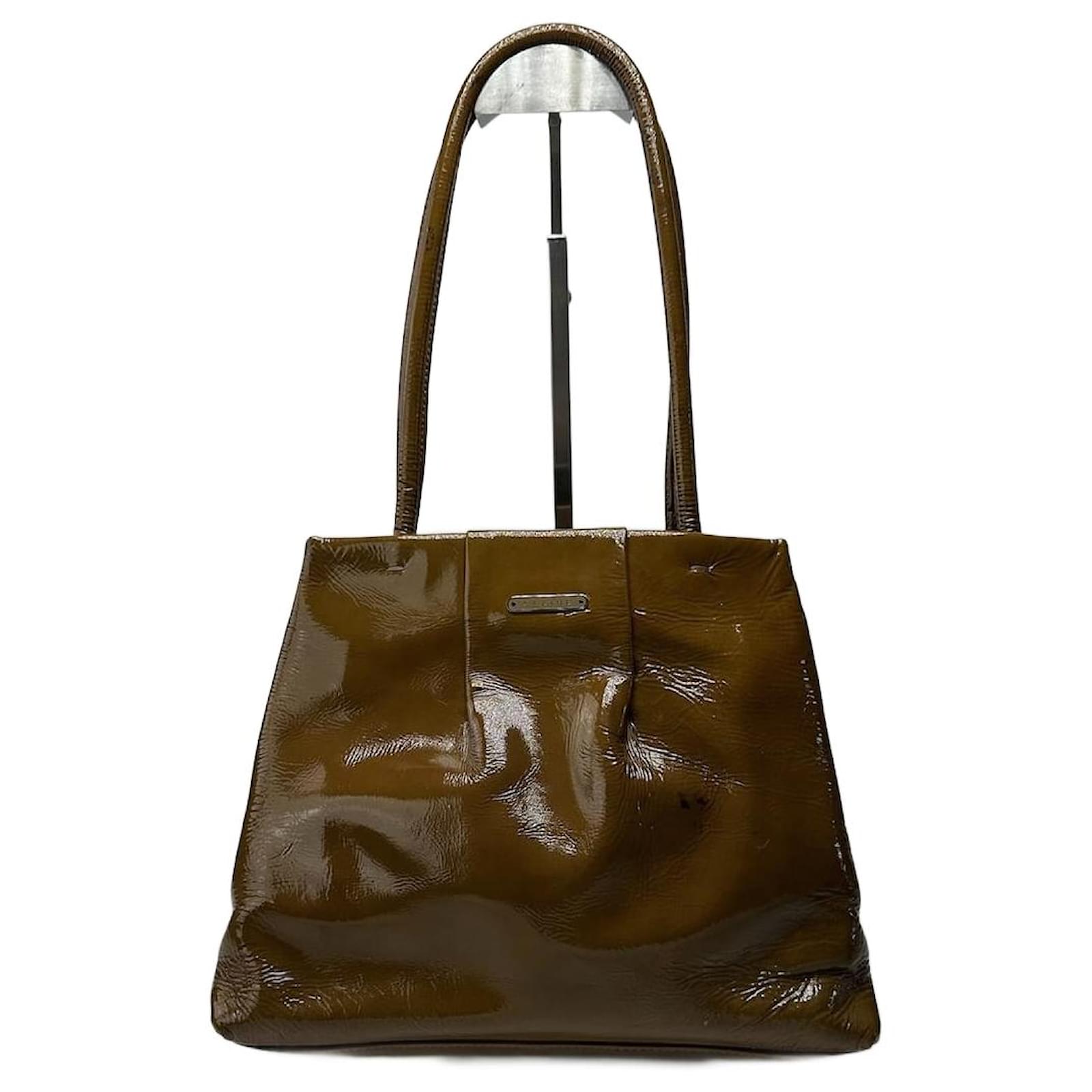 Céline Vintage Celine Paris Patent Leather bag Khaki  ref.2319212
