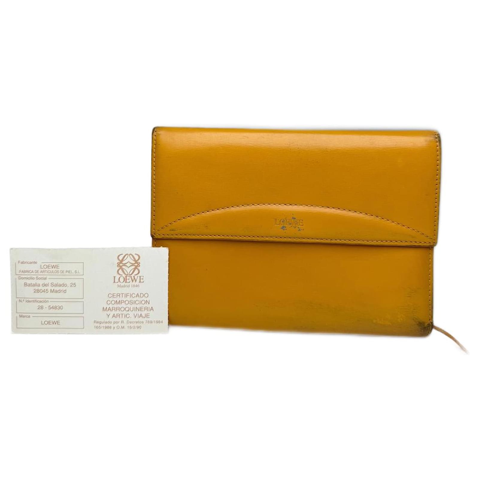 Vintage Loewe Madrid Leather Wallet Yellow  ref.2319179