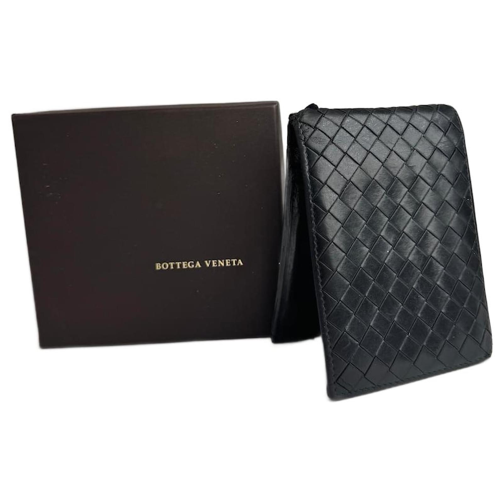 Vintage Bottega Veneta Intrecciato Leather wallet Black  ref.2319175