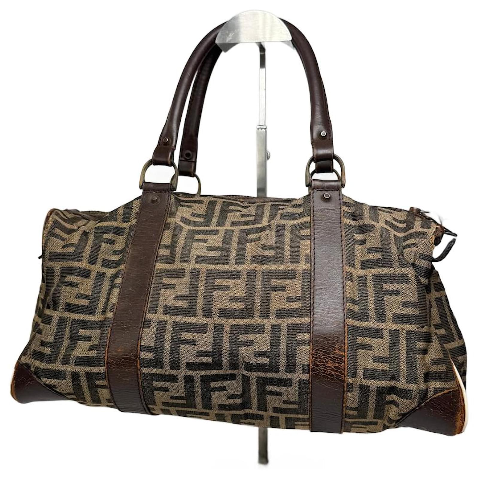 Vintage Fendi Mini duffel bag monogram Brown Leather  ref.2319171