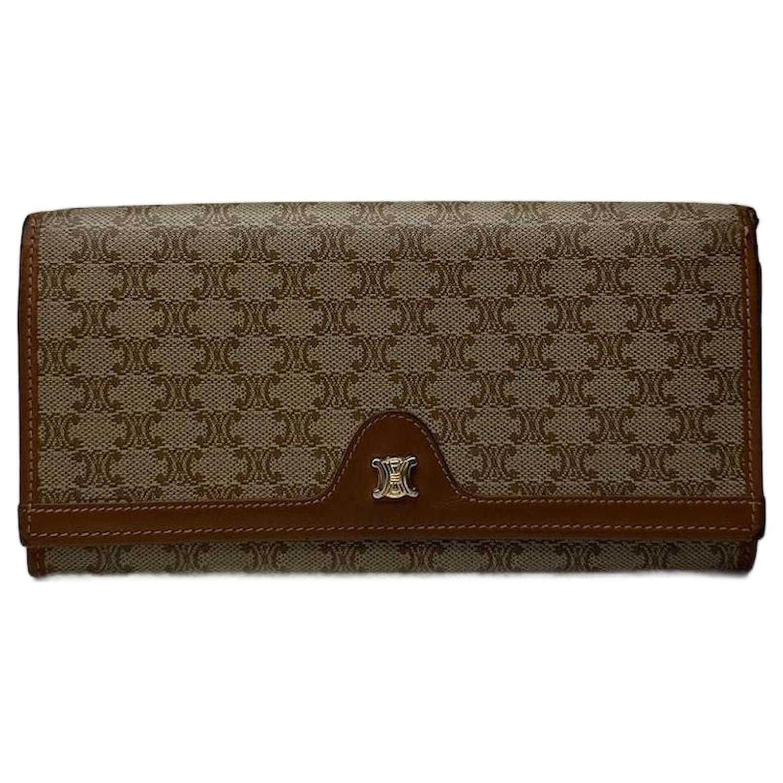 Céline Vintage Celine Monogram Leather wallet beige  ref.2319138