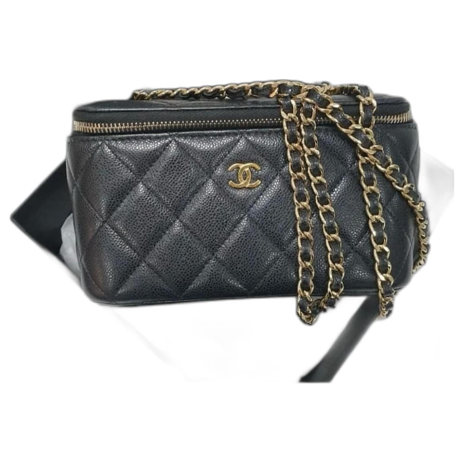 Chanel Caviar Small Chain Vanity Case pre-owned Black Leather  ref.2242805