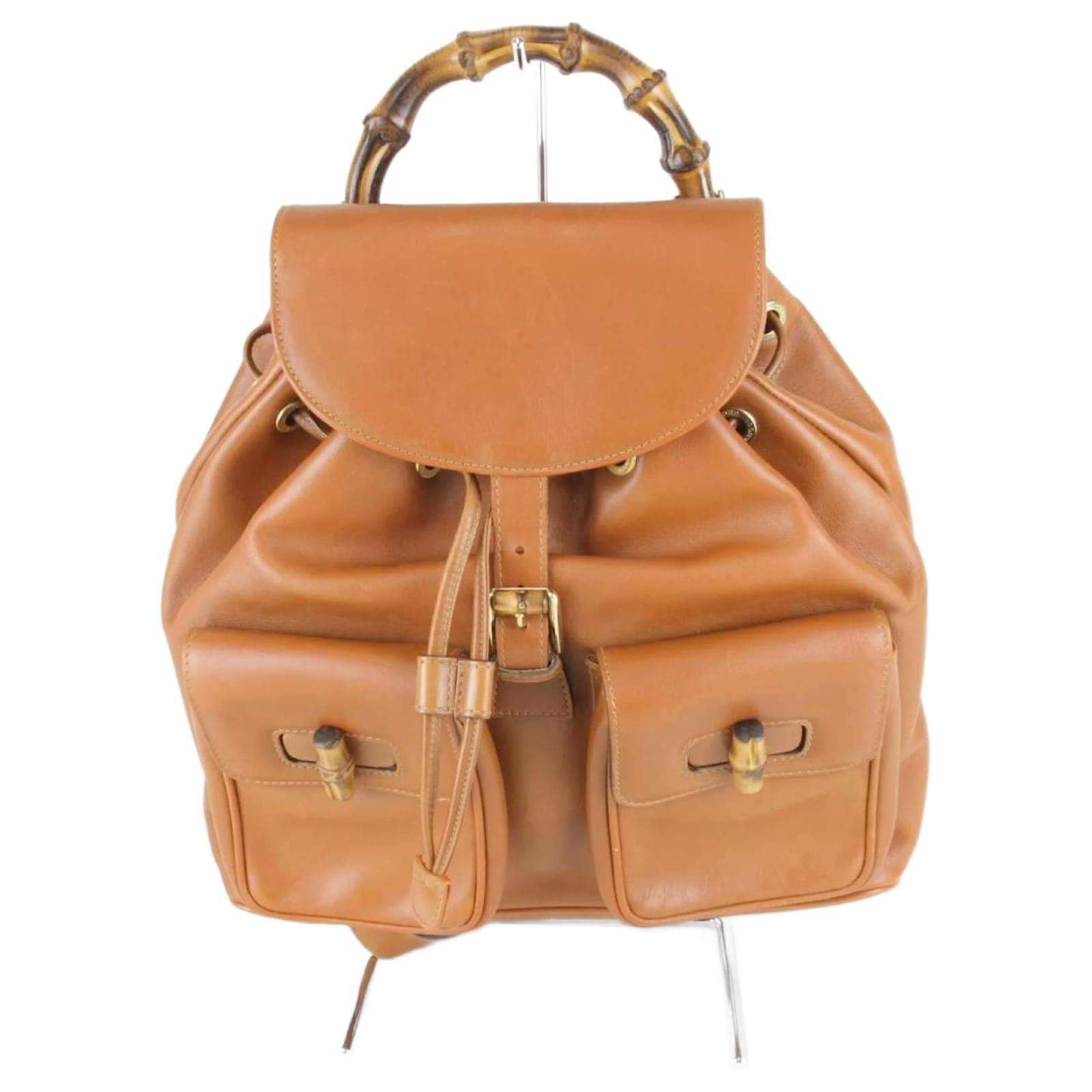 Gucci Bamboo Leather Backpack Brown  ref.2318949