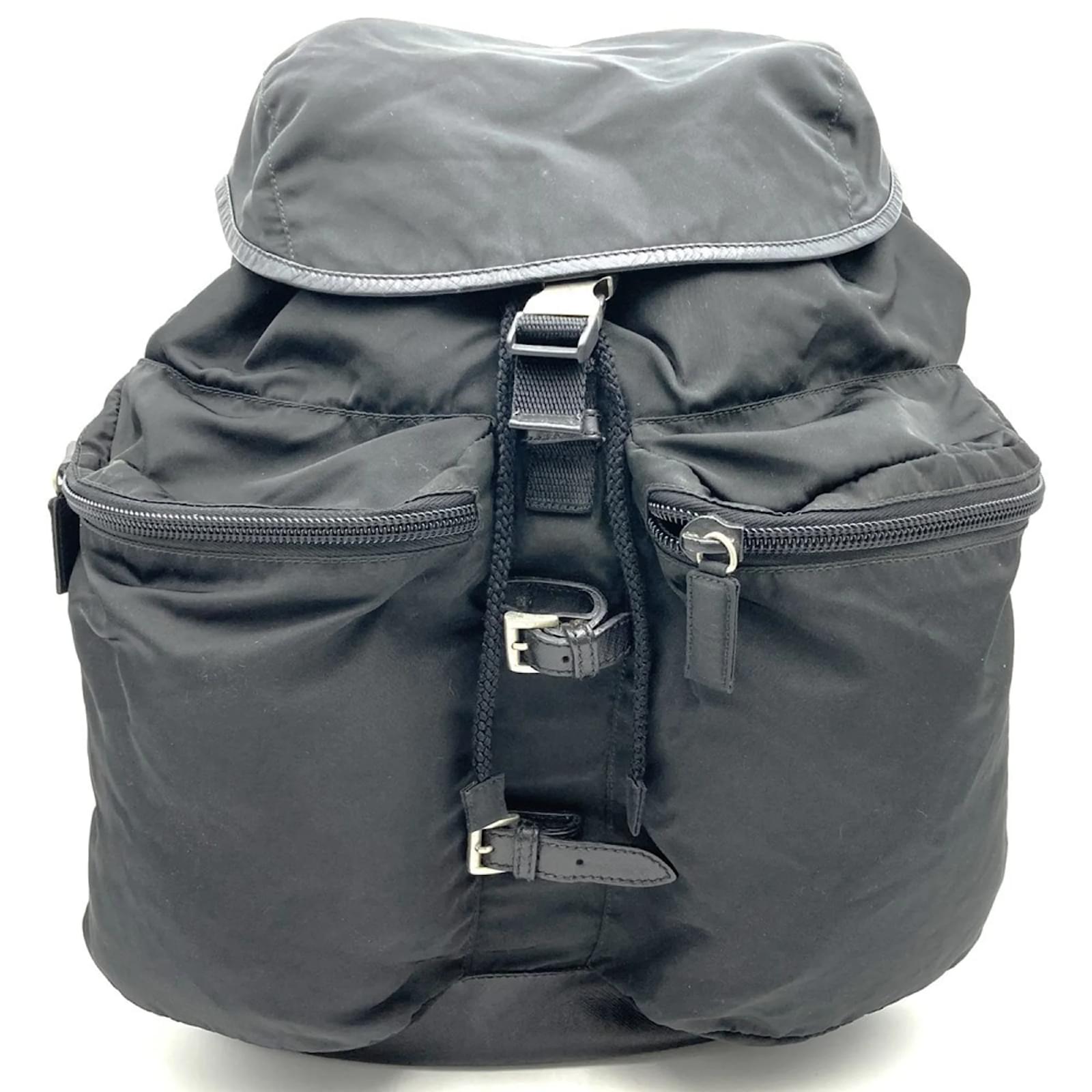 Prada Black Nylon and Leather Backpack  ref.2318897