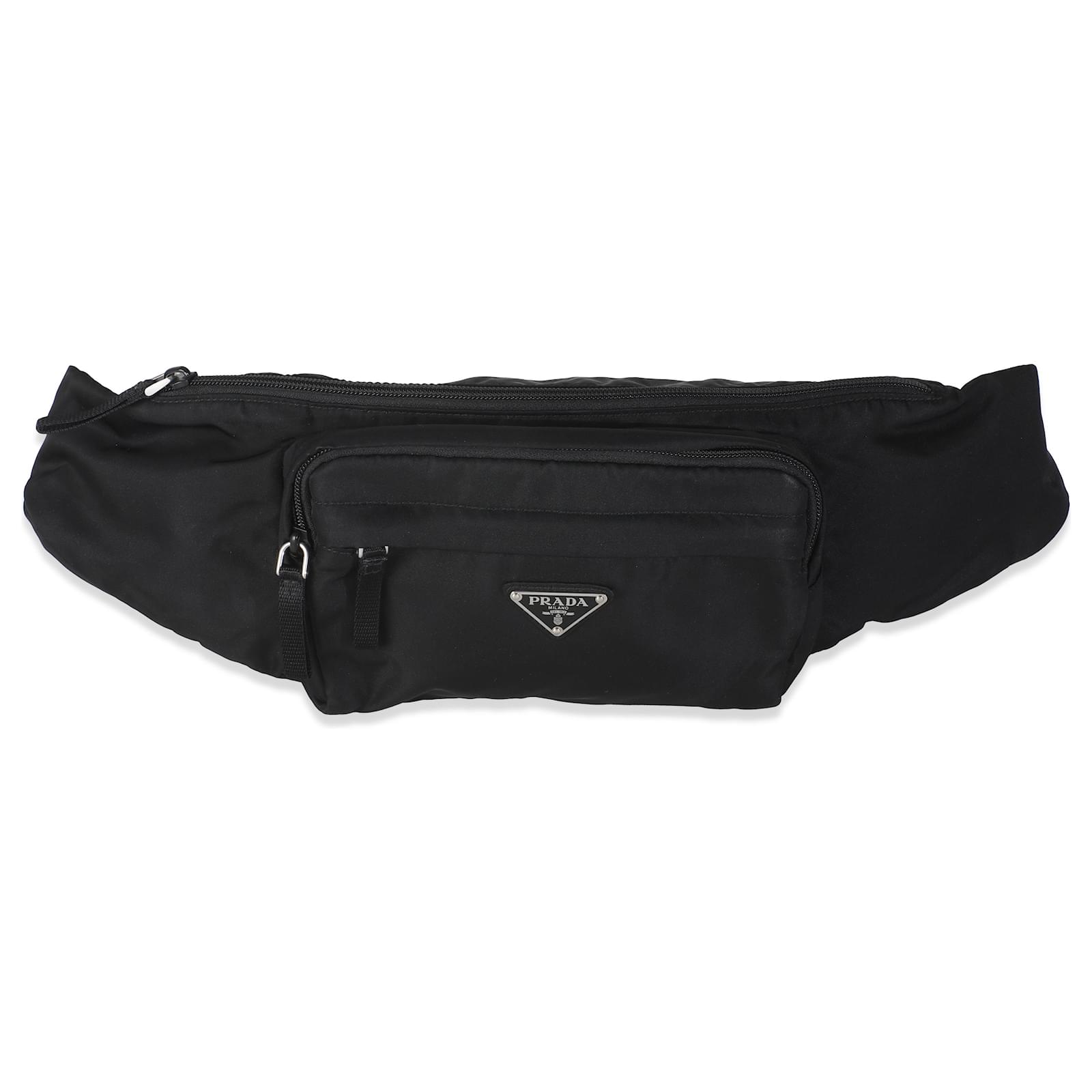 Prada Black Re-Nylon Saffiano Logo Waist Bag  ref.2318887
