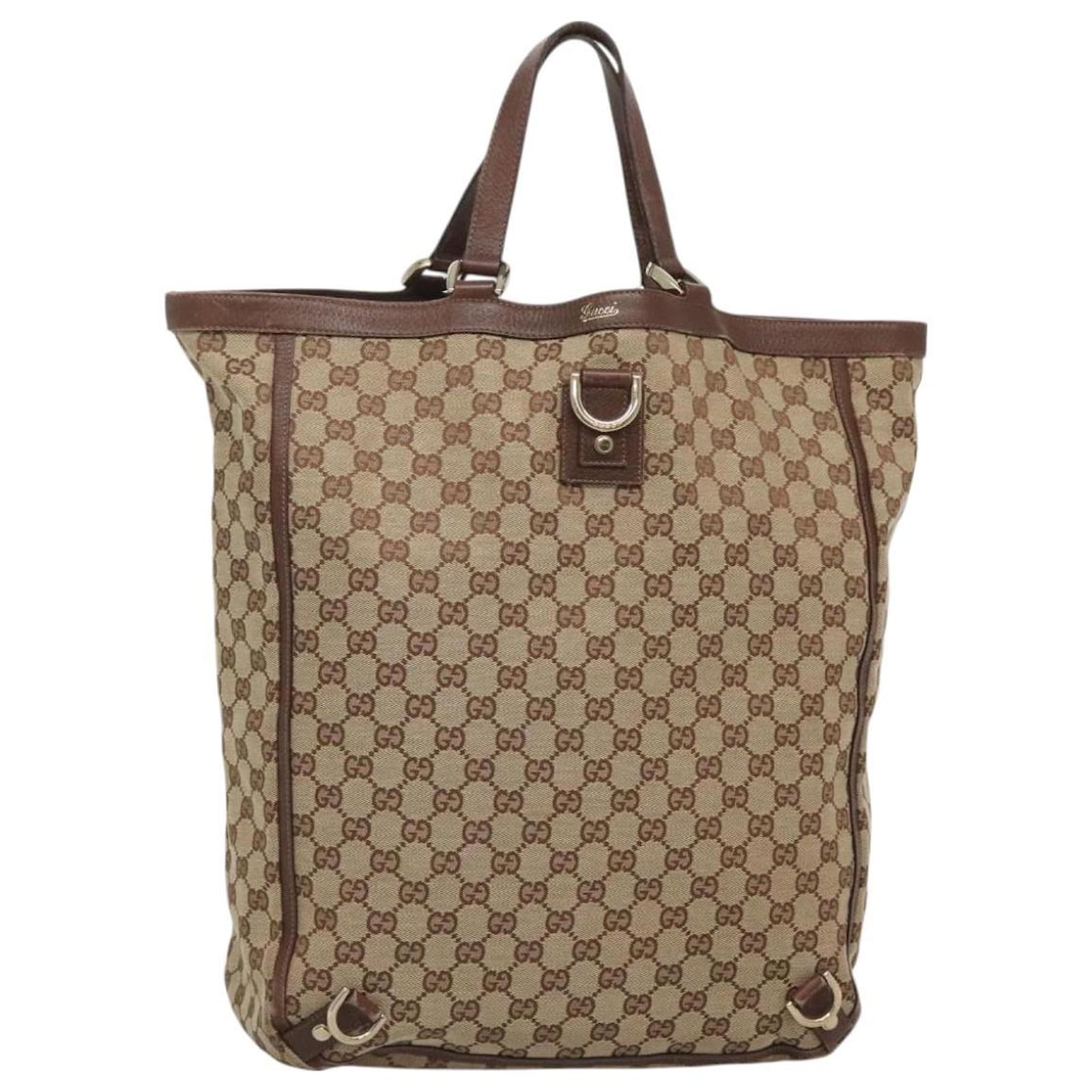 GUCCI GG Canvas Abbey Hand Bag Beige Gold 130733 Auth ep9200 Golden Cloth  ref.2318845