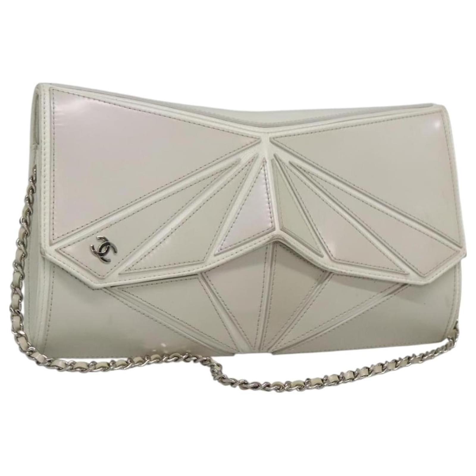 CHANEL Chain Shoulder Bag Leather Gray Silver CC Auth 127258V Brown Silvery  ref.2318764