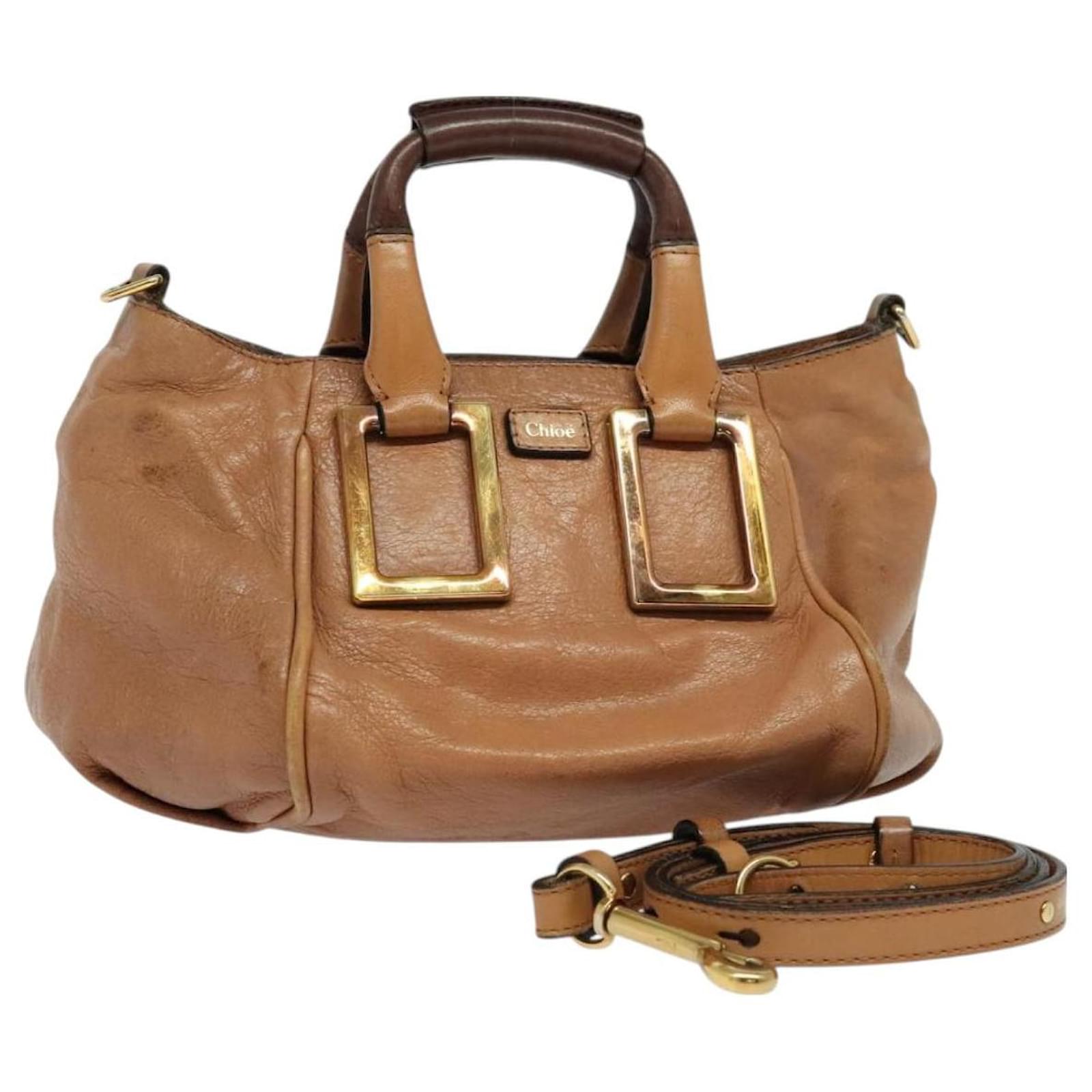 Chloé Chloe Etel Hand Bag Leather 2way Brown Gold Auth 125800 Golden  ref.2318754