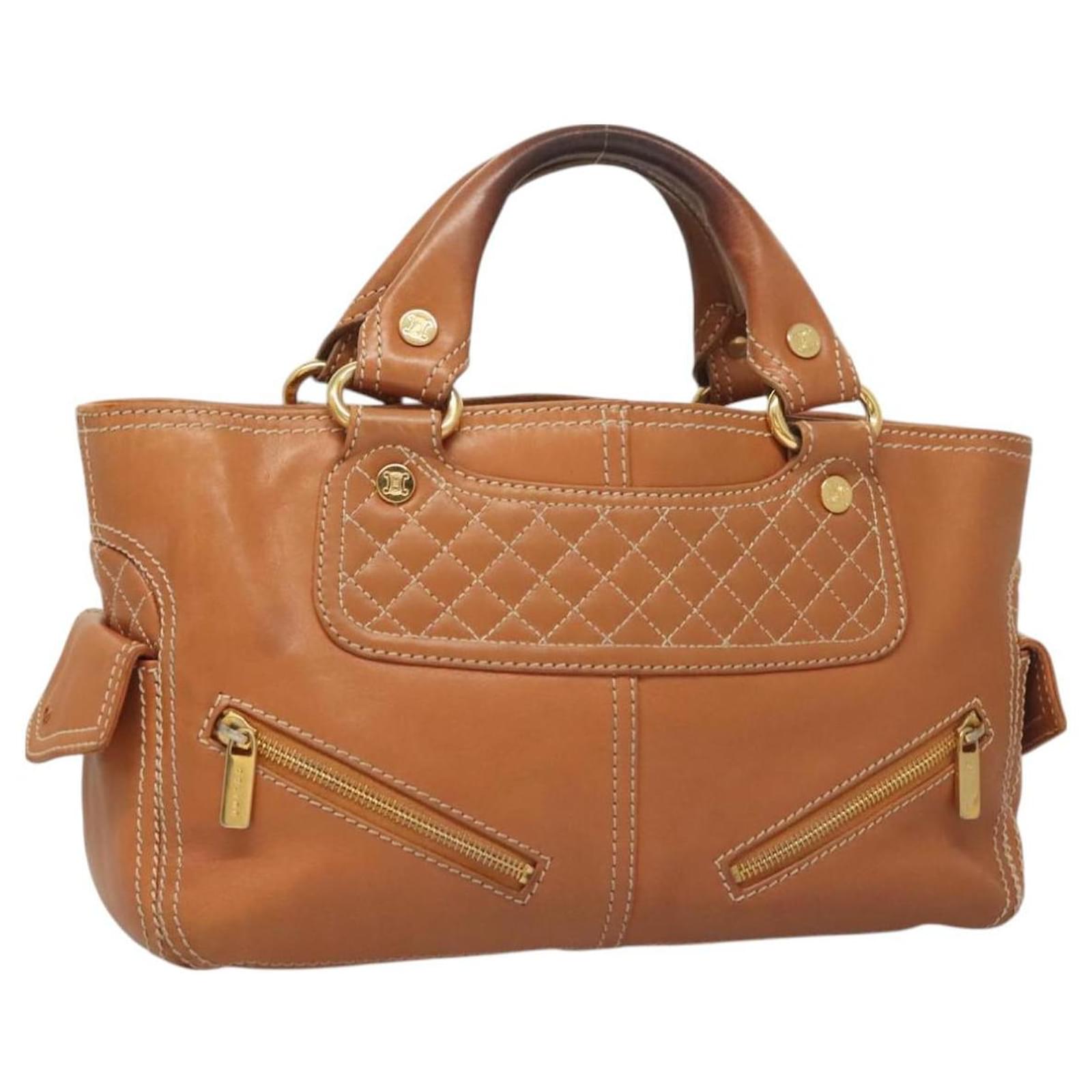 Céline CELINE Hand Bag Leather Brown Gold Auth 128210 Golden  ref.2318751