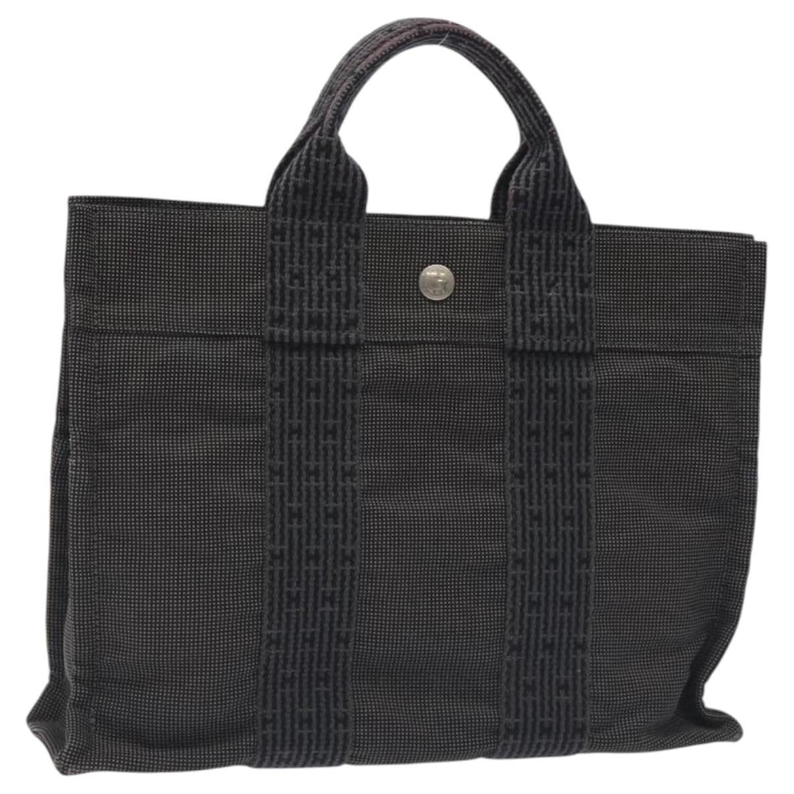 Hermès HERMES Her Line PM Backpack Canvas Gray Silver Auth 129003 Brown Silvery Cloth  ref.2318740