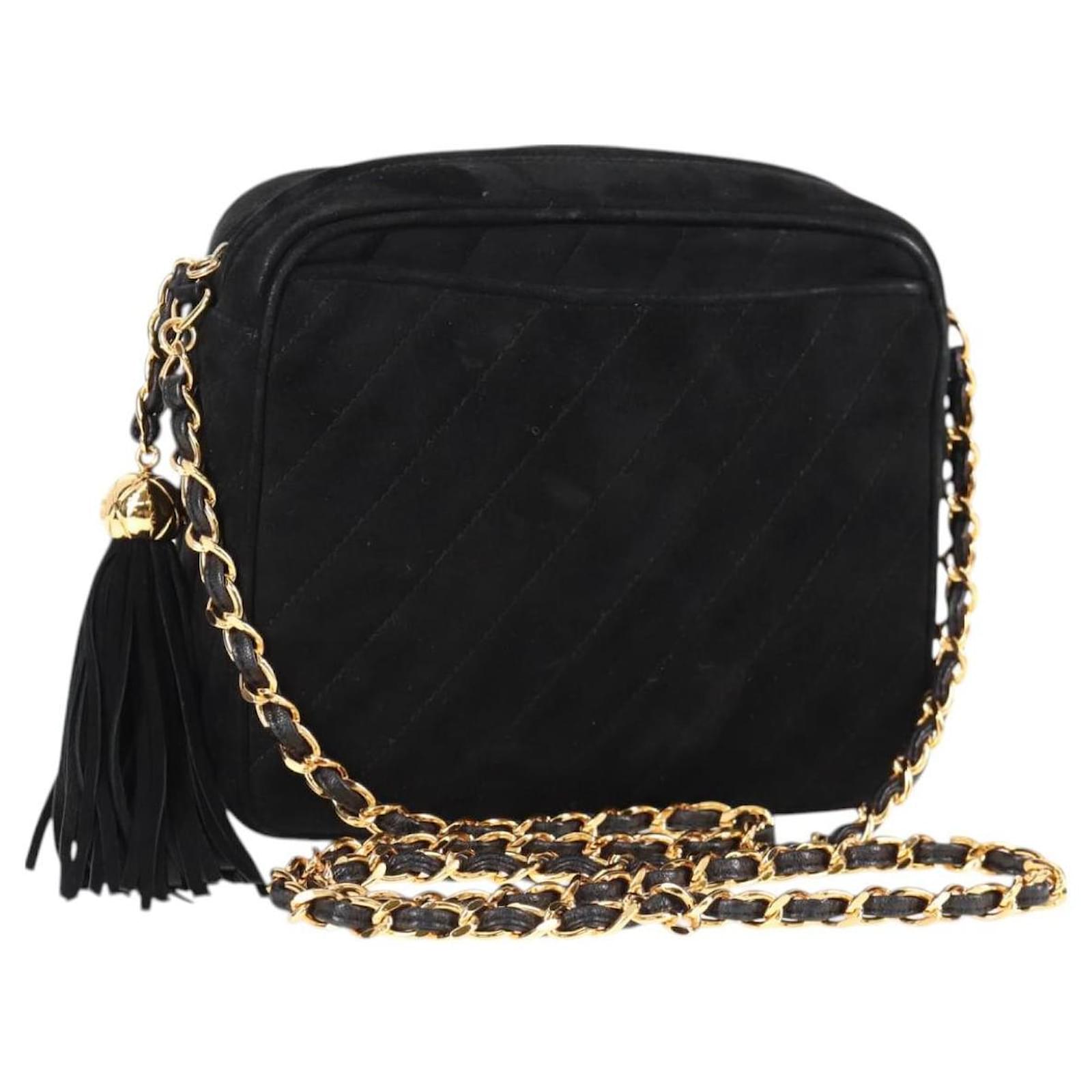 CHANEL Chain Shoulder Bag Suede Black Gold CC Auth 127550V Golden  ref.2318729