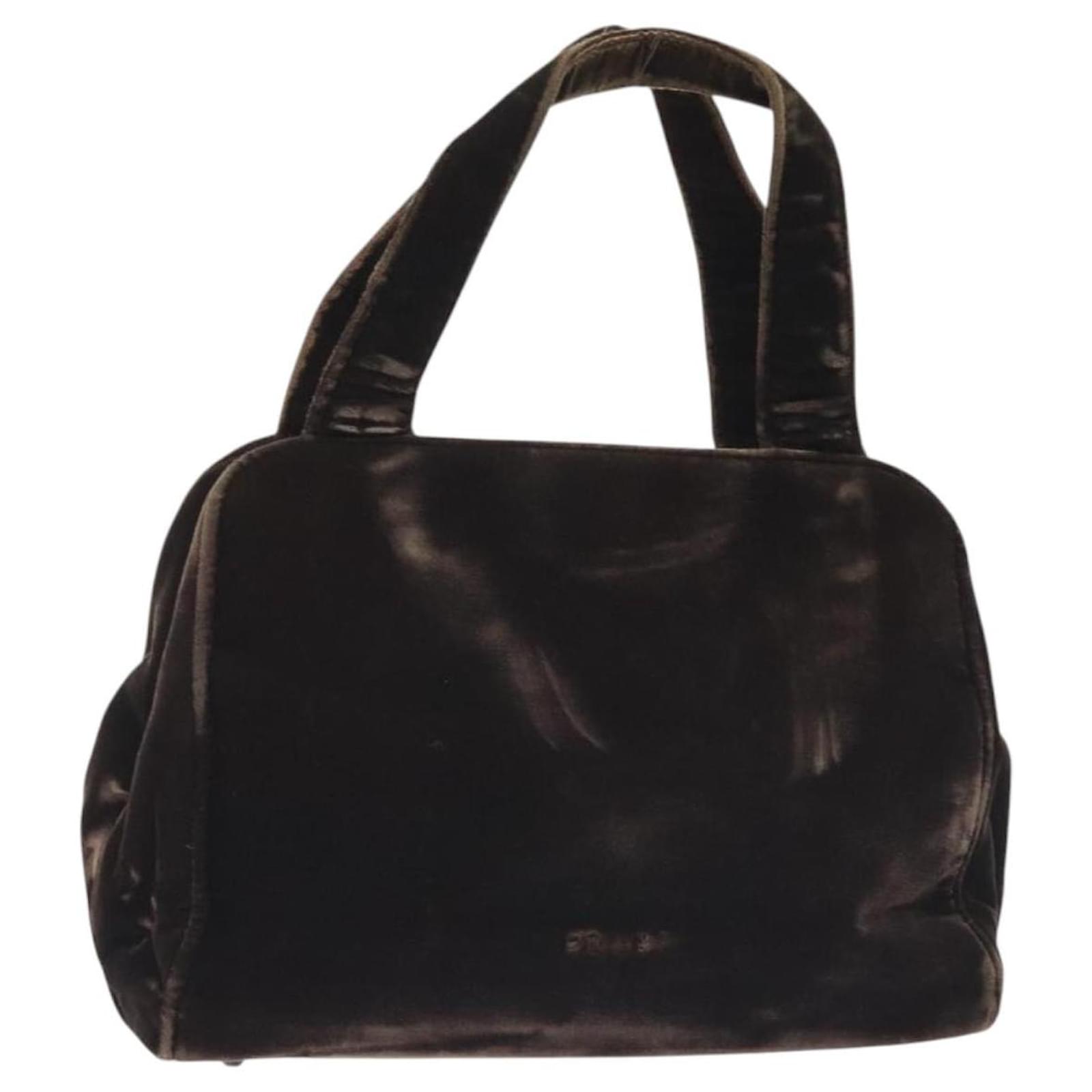 PRADA Hand Bag Velor Brown Auth 125801  ref.2318721