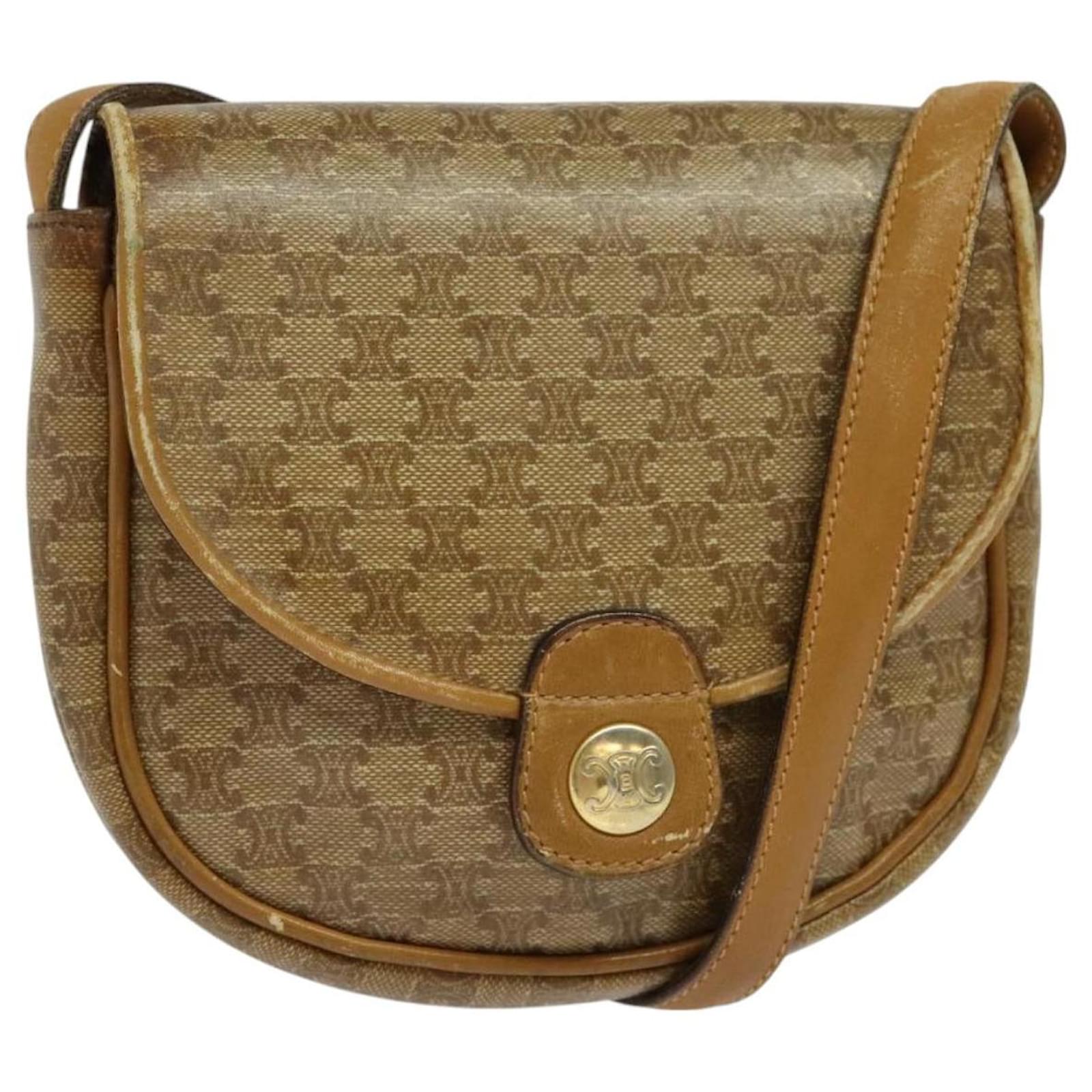Céline CELINE Macadam Canvas Shoulder Bag Beige Gold Auth 125742 Golden  ref.2318711