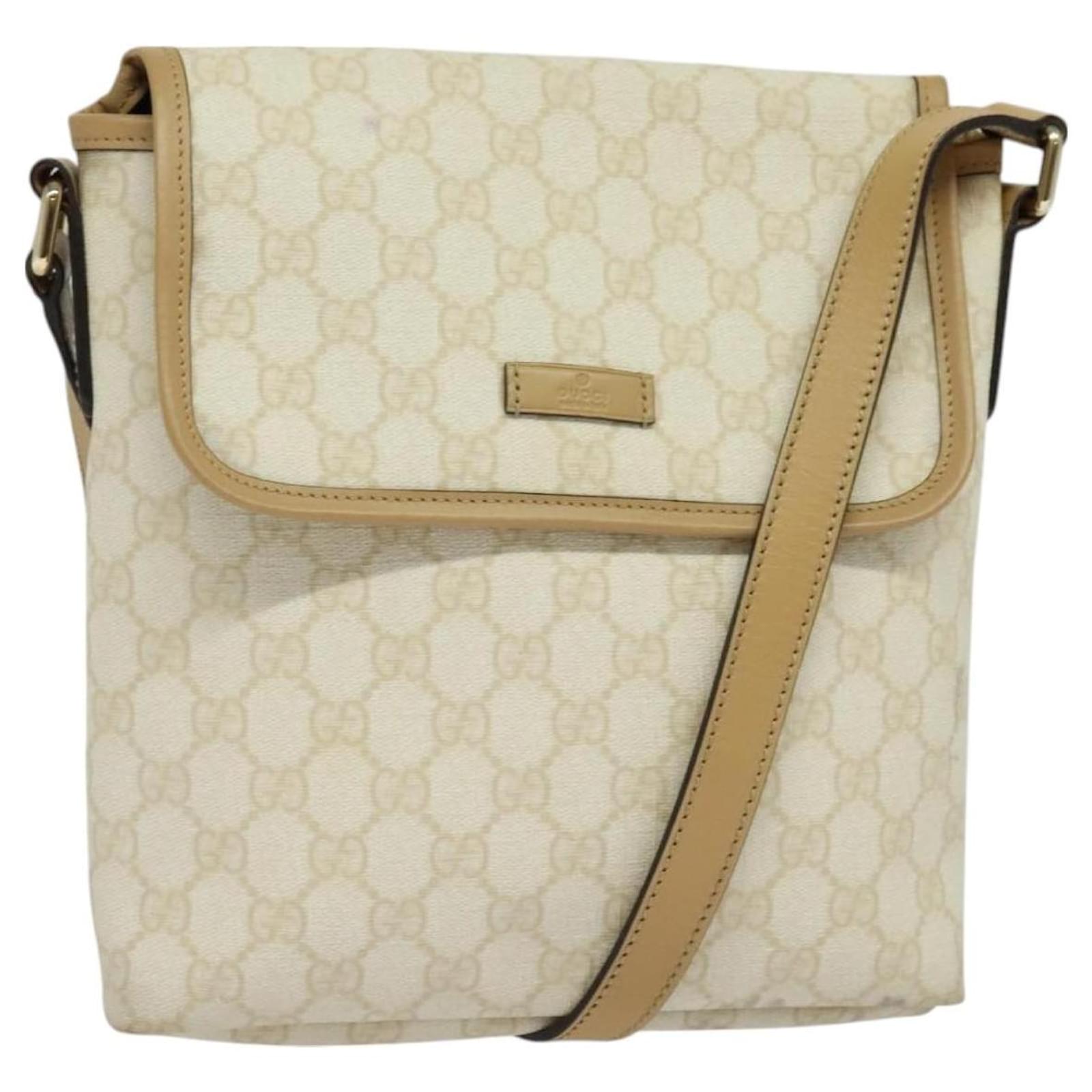 GUCCI GG Supreme Shoulder Bag PVC White Gold 223666 Auth bs26841 Golden  ref.2318704