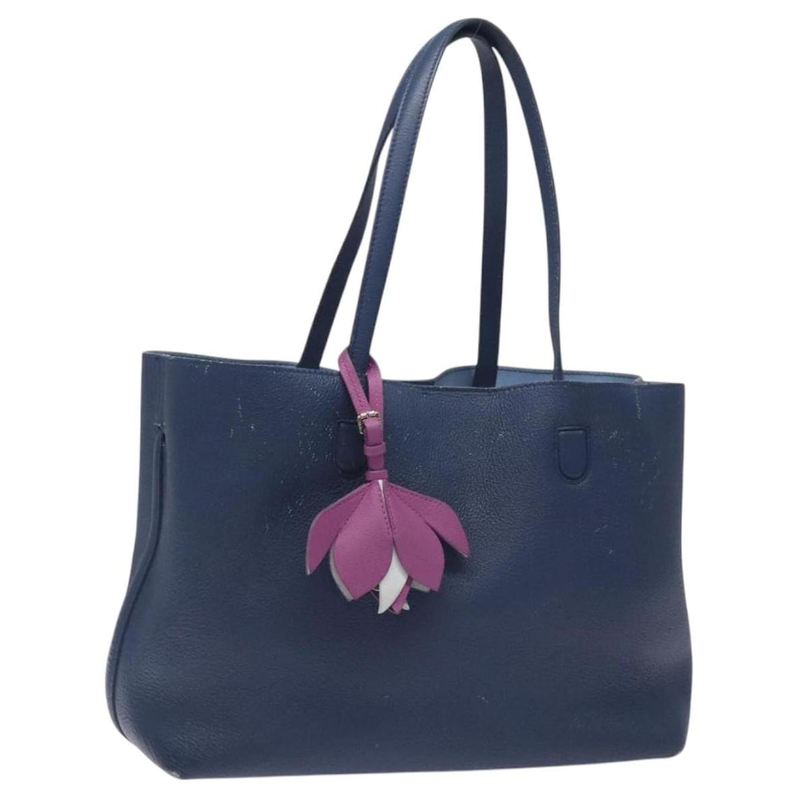 Christian Dior Tote Bag Leather Blue Silver Auth 127072 Silvery  ref.2318700
