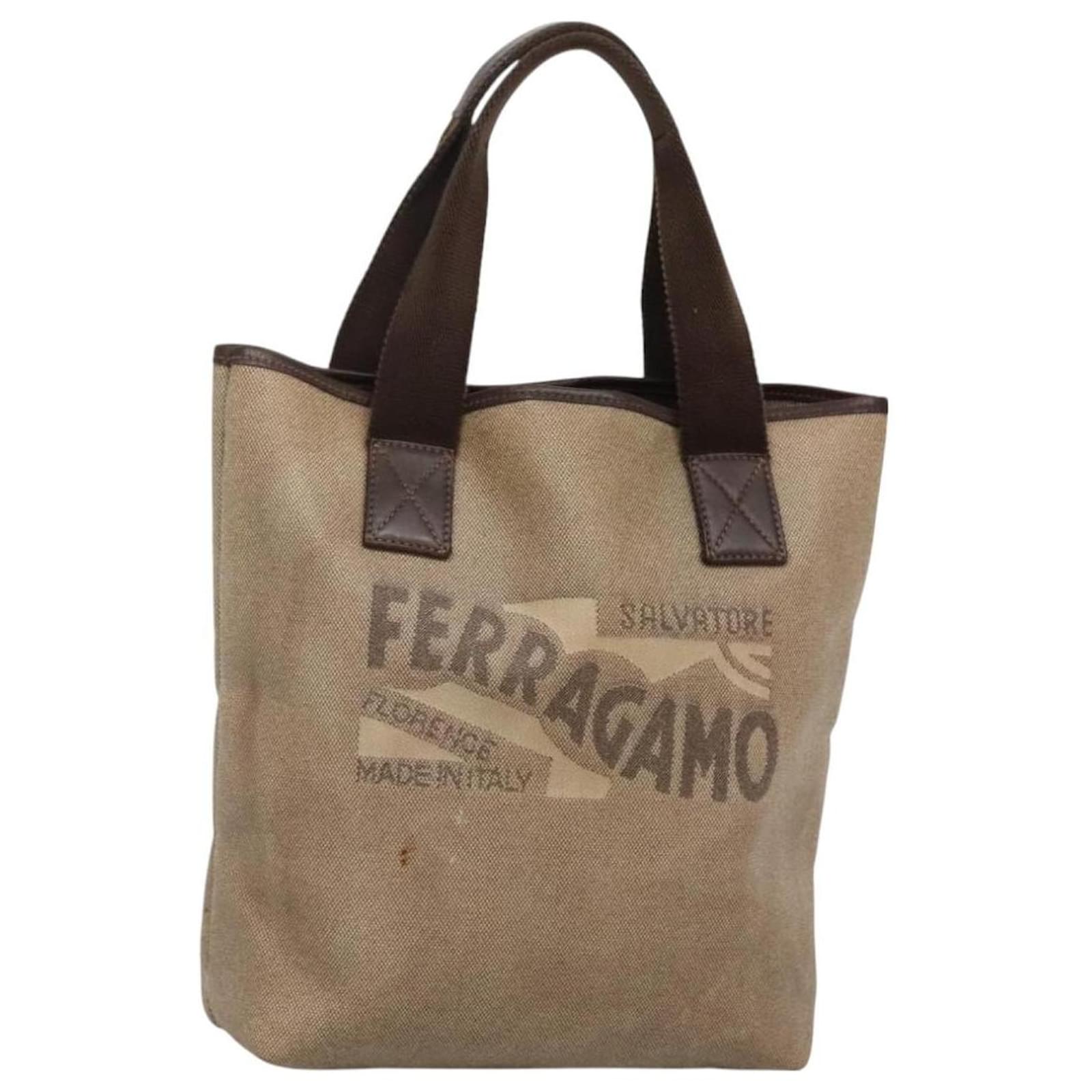 Salvatore Ferragamo Tote Bag Coated Canvas Brown Auth BA3225 Cloth  ref.2318695