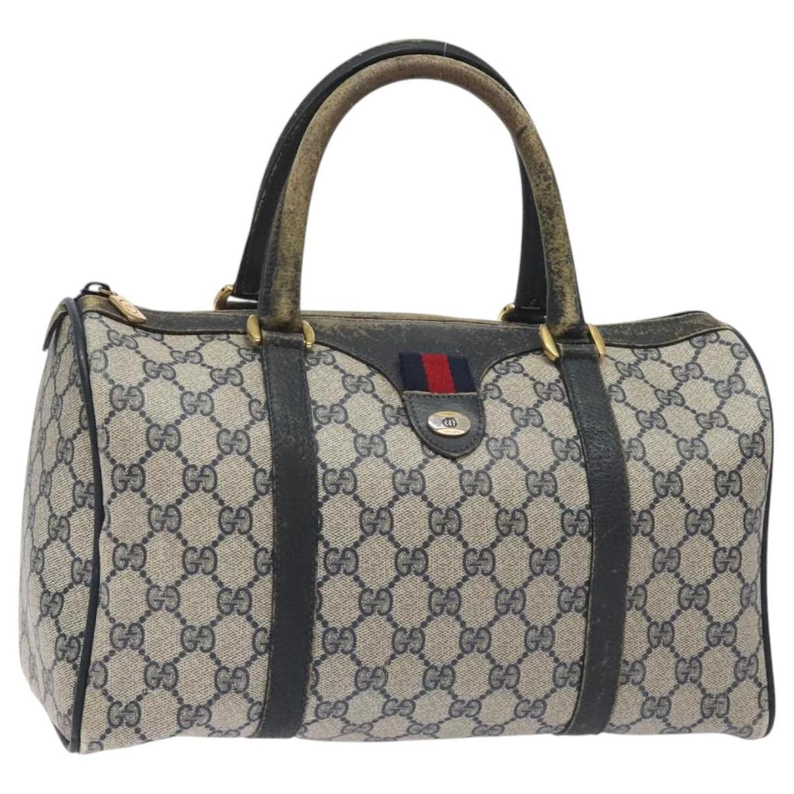 GUCCI GG Supreme Sherry Line Hand Bag PVC Navy Gold Red 69 02 007 Auth 125754 Golden Navy blue  ref.2318676