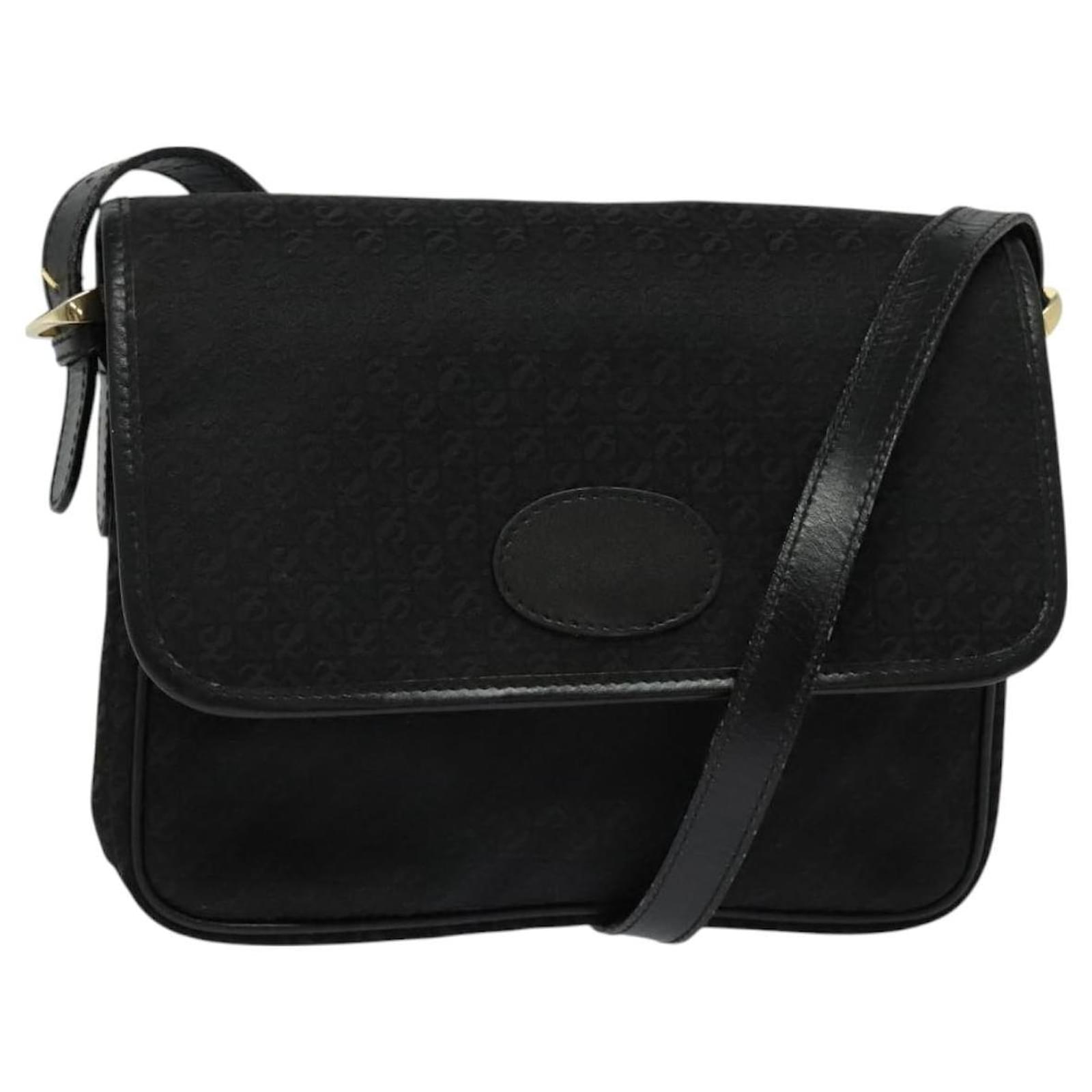 LOEWE Anagram Shoulder Bag Canvas Black Gold Auth BA3478 Golden Cloth  ref.2318671