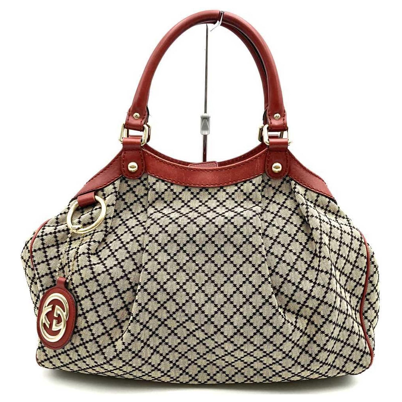 Gucci 211944 Handbag Beige Leather Cloth  ref.2318635