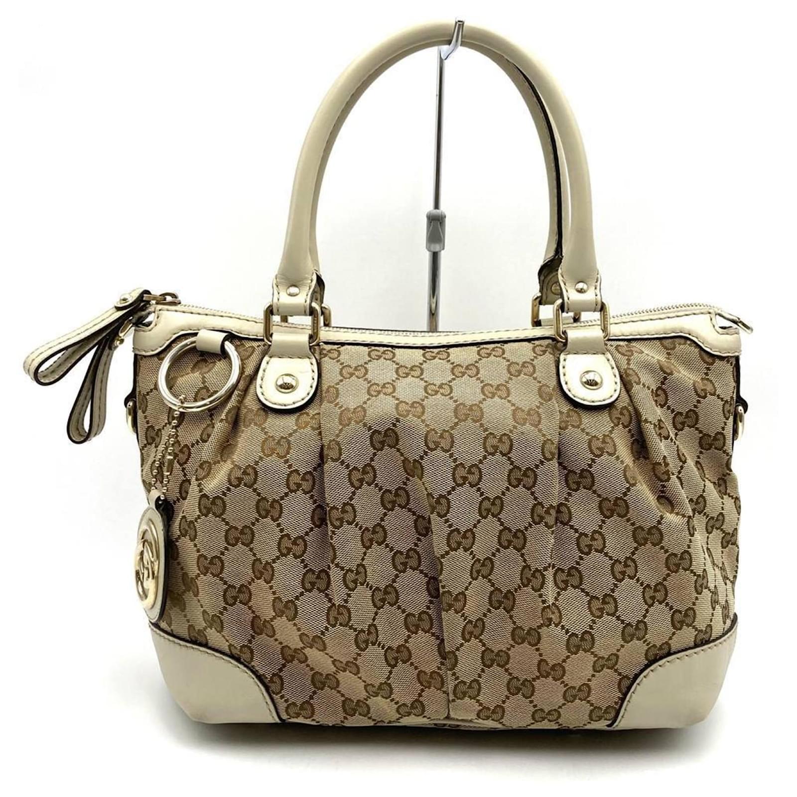 Gucci Beige GG Canvas and Leather Handbag Cloth  ref.2318609