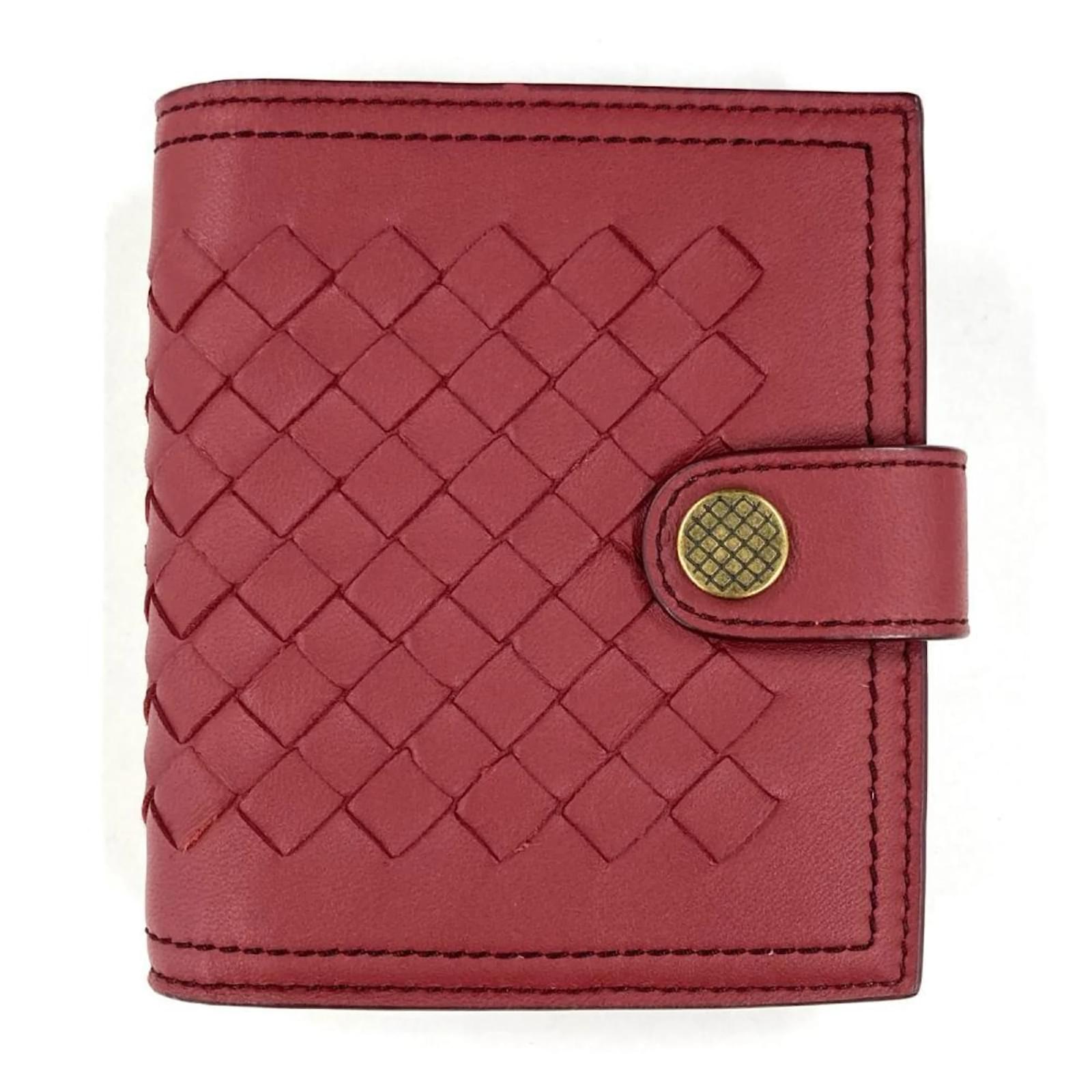 Bottega Veneta Intrecciato Bi-fold Wallet Red Leatherette  ref.2318579