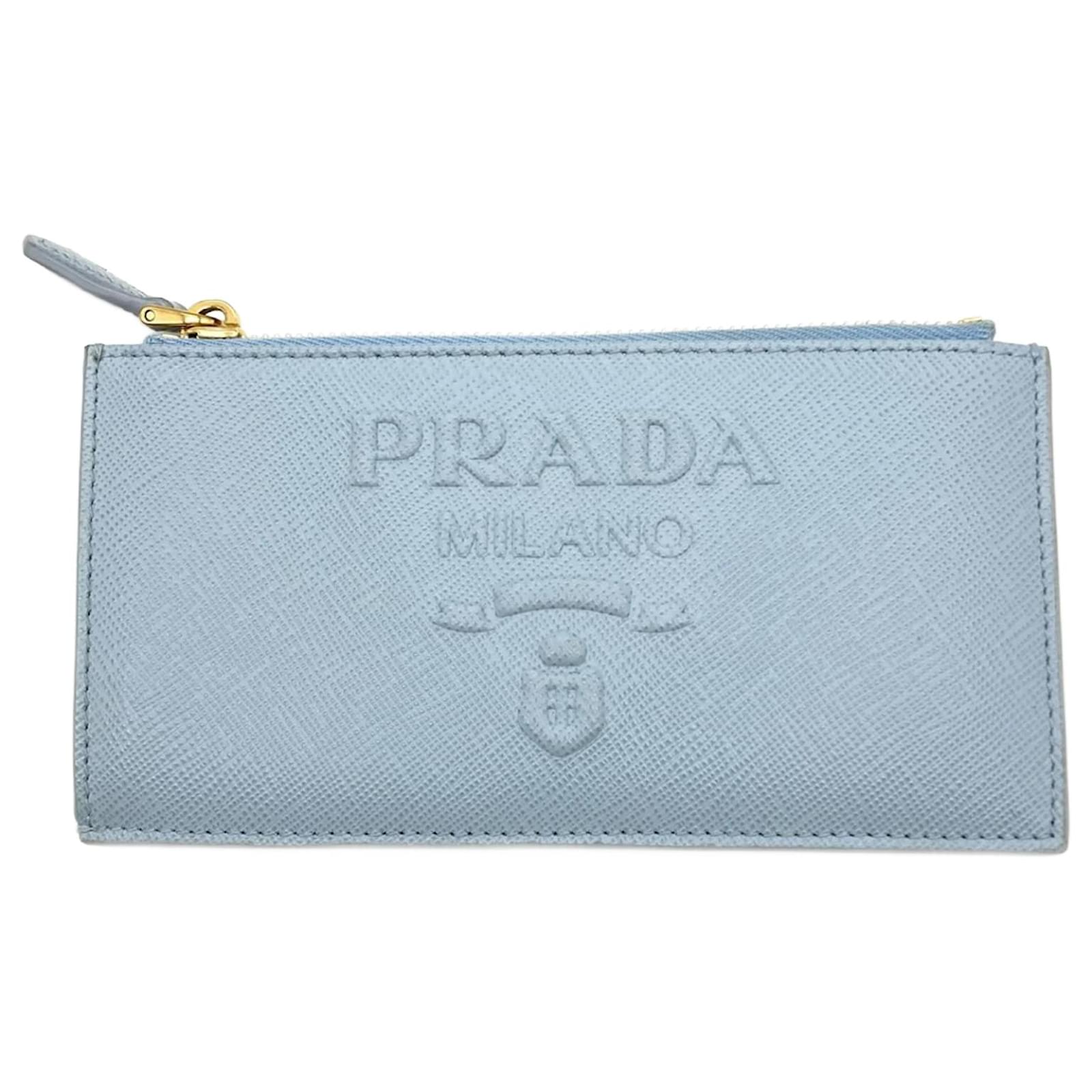 Prada Saffiano Coin Purse in Blue Leather  ref.2318568