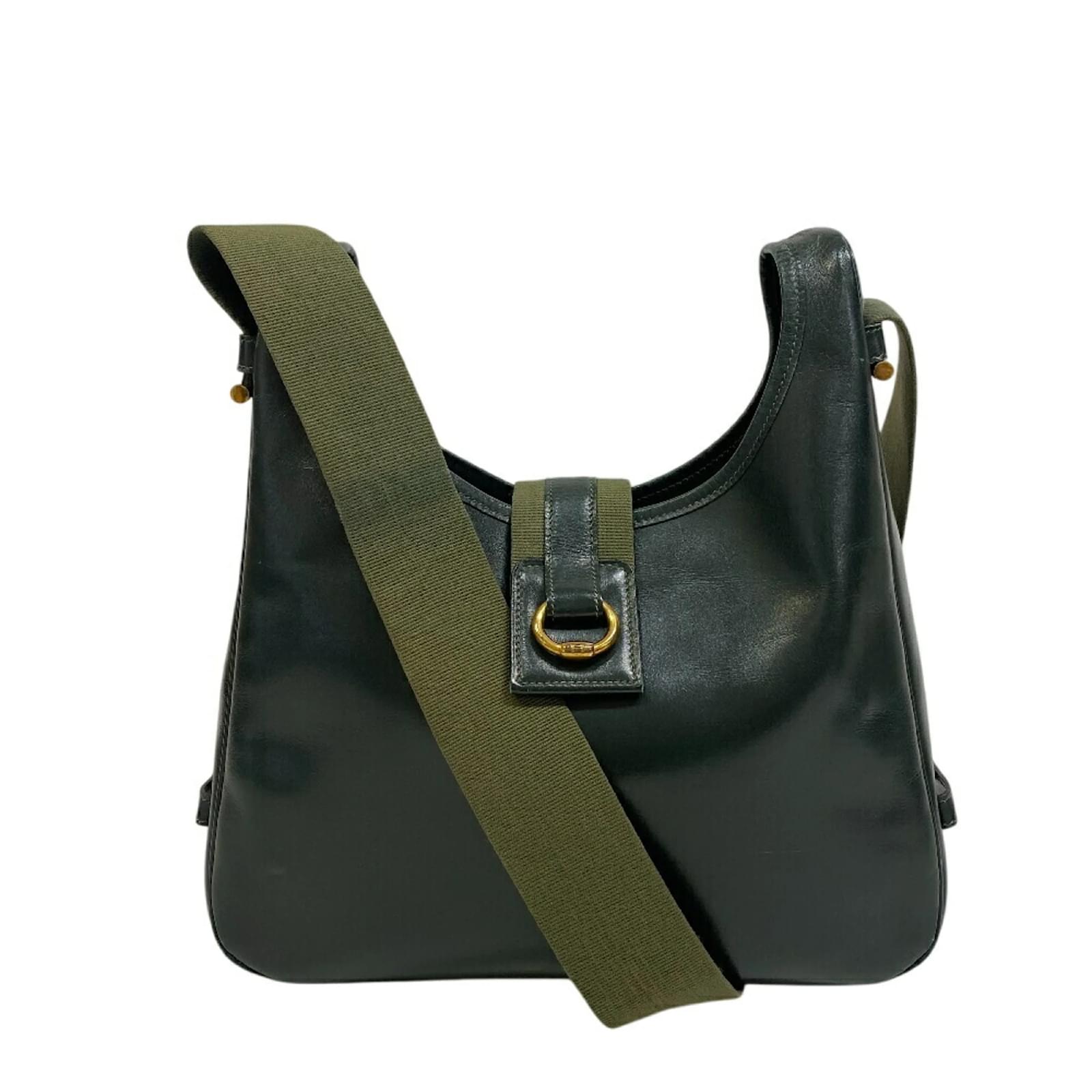 Hermès Hermes Sako Green Leather Shoulder Bag  ref.2318560
