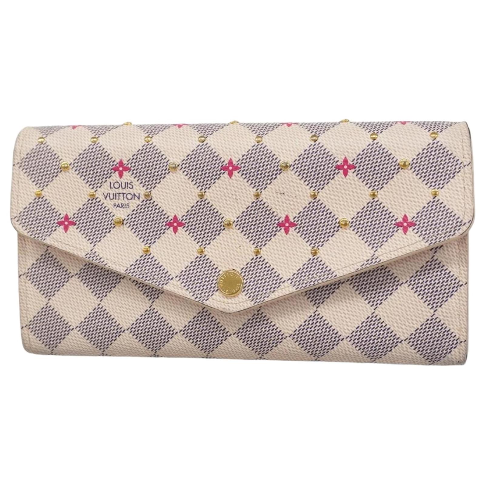 Louis Vuitton Long Wallet Damier Azur Portefeuille Sarah White  ref.2318400