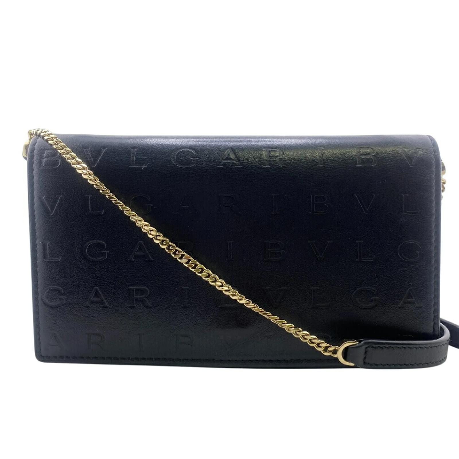 Bulgari Bvlgari Infinity Chain Wallet Shoulder Bag Black Leather  ref.2318395