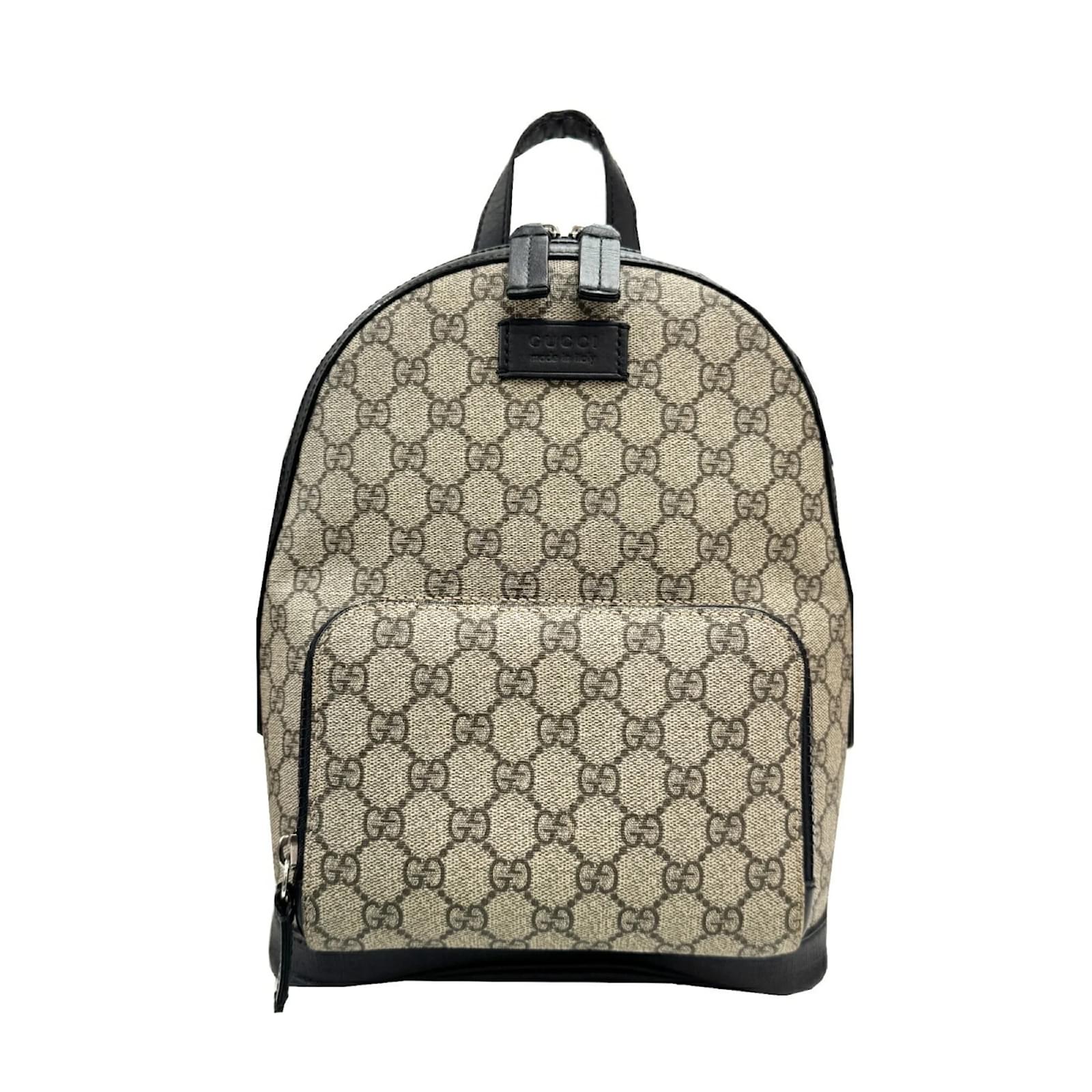 Gucci GG Supreme Leather Backpack Black Beige Cloth  ref.2318214