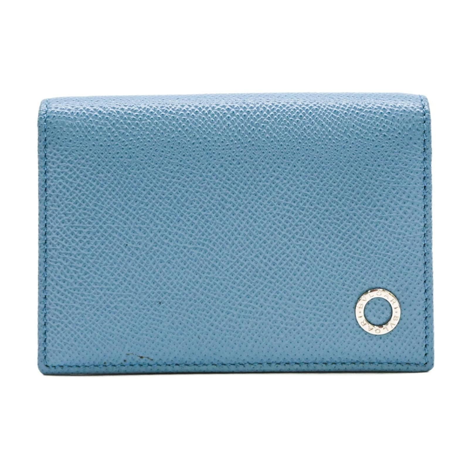 Bulgari Bvlgari Bi-fold Business Card Holder Blue Navy blue Light blue Leather  ref.2318148