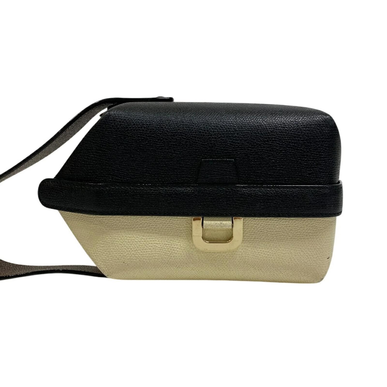 Valextra E 0T Trick Track Handbag Black White Leather  ref.2318073