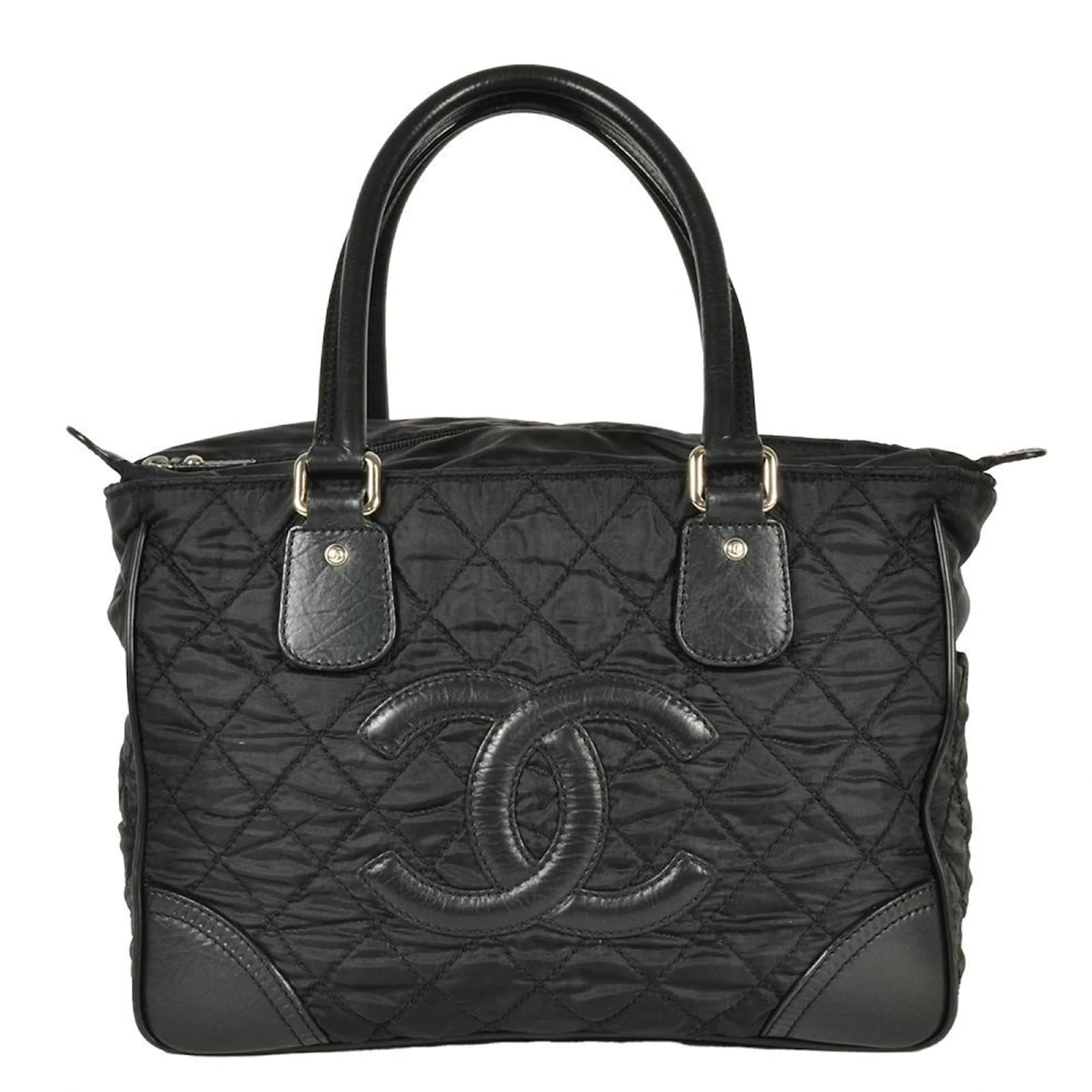 Chanel Paris New York Line Tote Bag Black Leather Nylon  ref.2317986