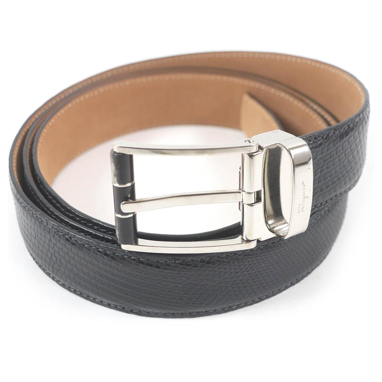 Salvatore Ferragamo Lizard Belt Black Leather  ref.2317785