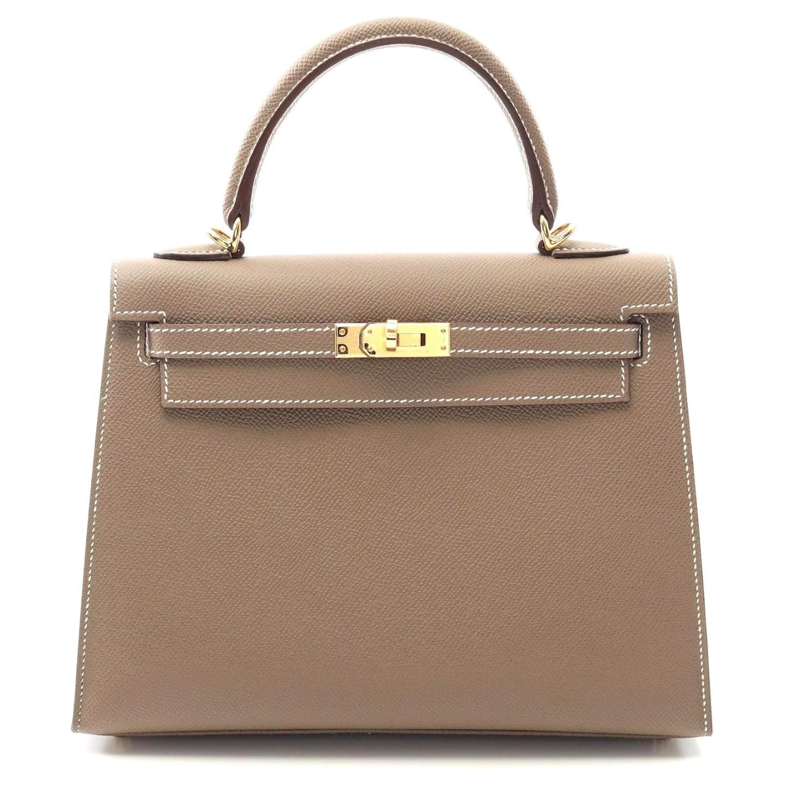 Hermès Hermes Kelly 25 Etoupe Handbag Brown Leather Pony-style calfskin  ref.2317698