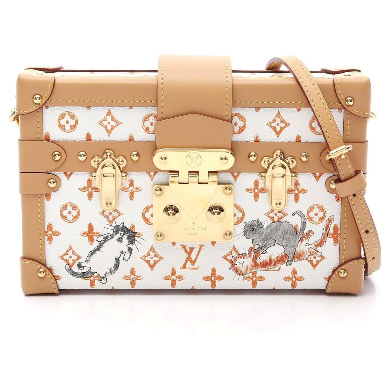 Louis Vuitton Petite Malle Catogram Ivory Shoulder Bag White Cloth  ref.2317691