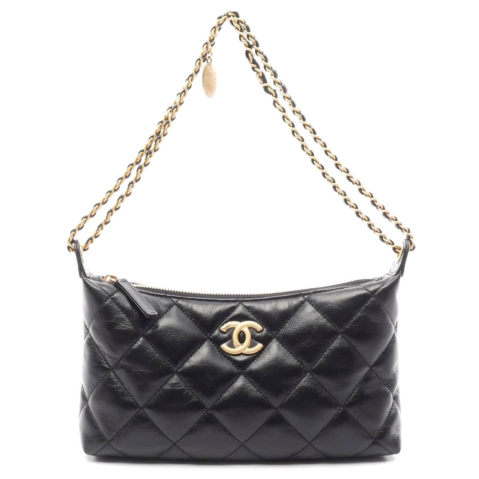 Chanel Matelasse Small Hobo Leather Shoulder Bag Black Pony-style calfskin  ref.2317688