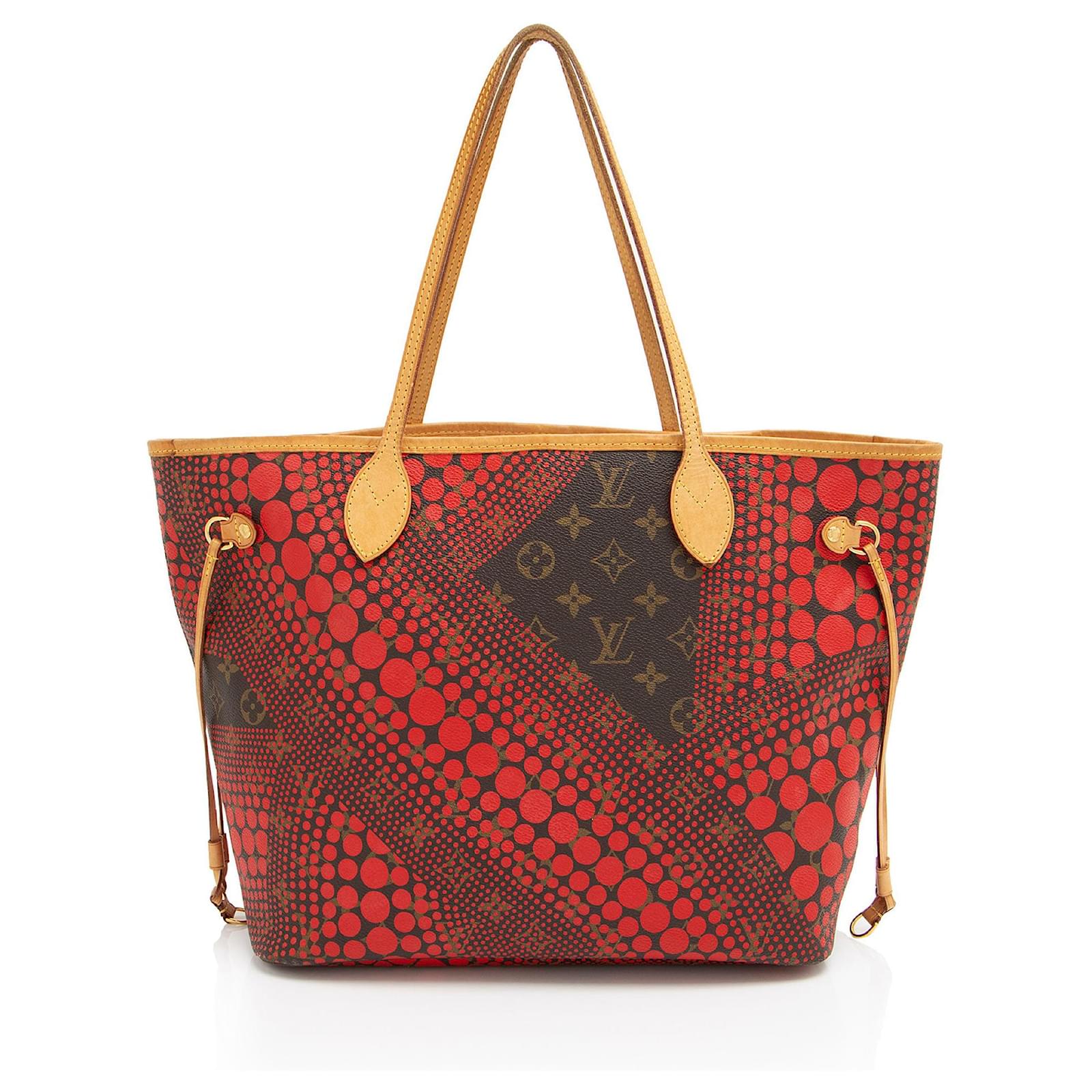 Louis Vuitton Limited Edition Monogram Canvas Kusama Neverfull MM Tote Brown Leather  ref.2317587