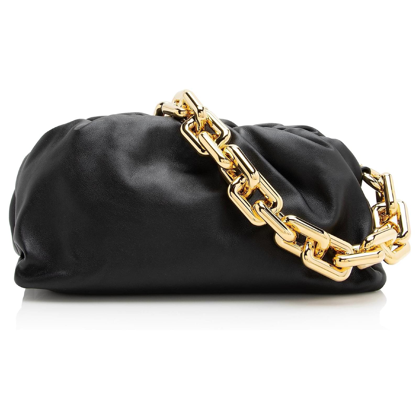 Bottega Veneta Calfskin The Chain Pouch Black Leather Pony-style calfskin  ref.2317522