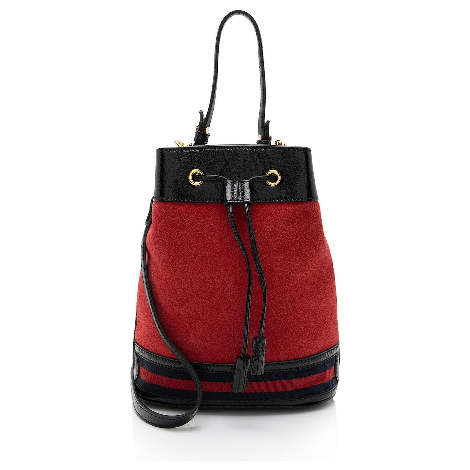 Gucci Suede Patent Leather Ophidia Small Bucket Bag Black  ref.2317521