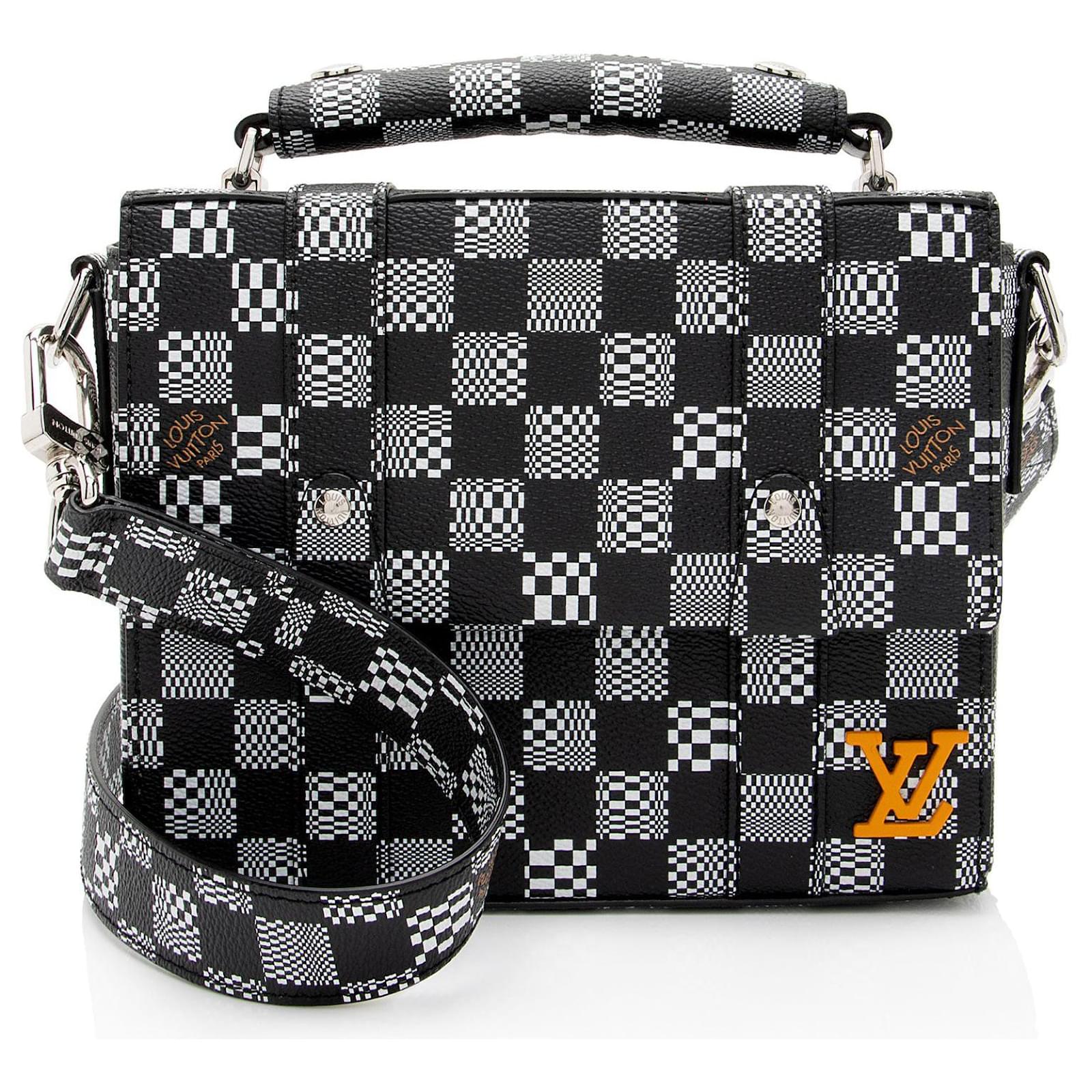 Louis Vuitton Limited Edition Damier Distorted Flap Soft Trunk Messenger Black Leather  ref.2317515