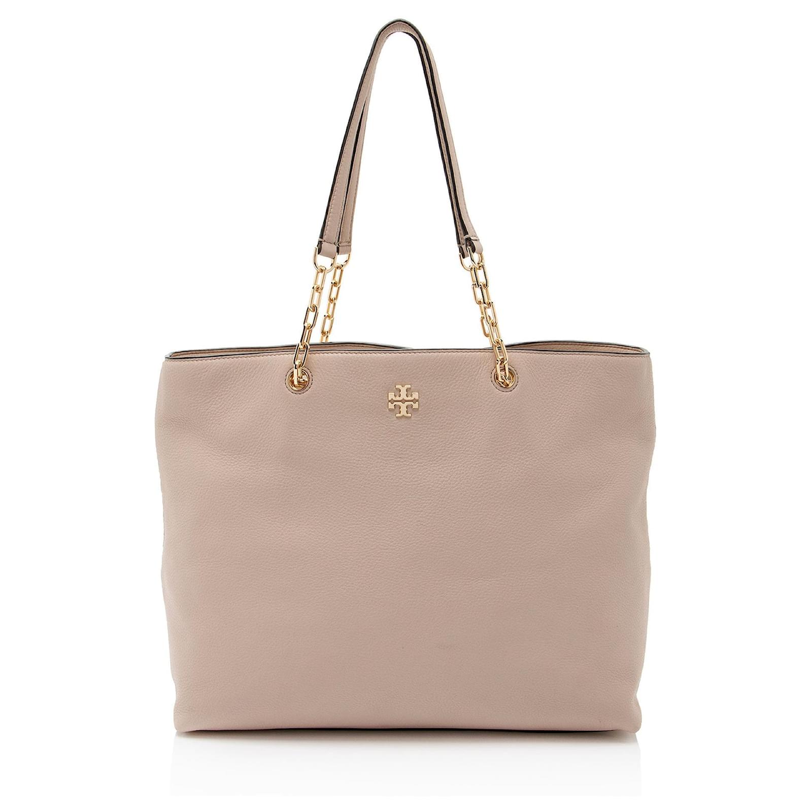 Tory Burch Pebbled Leather Chain Tote Pink  ref.2317511