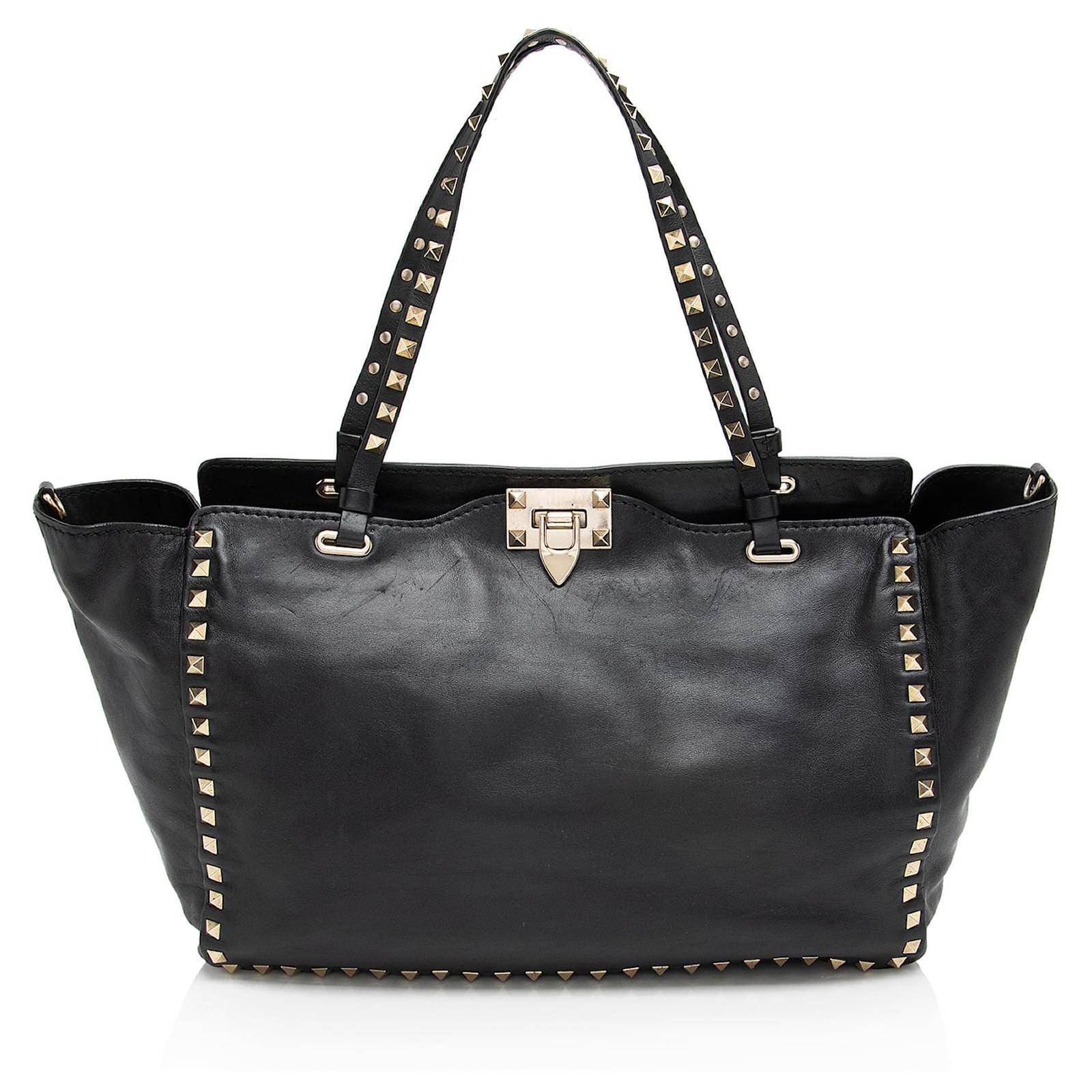 Valentino Garavani Valentino Leather Rockstud Medium Tote Black  ref.2317495