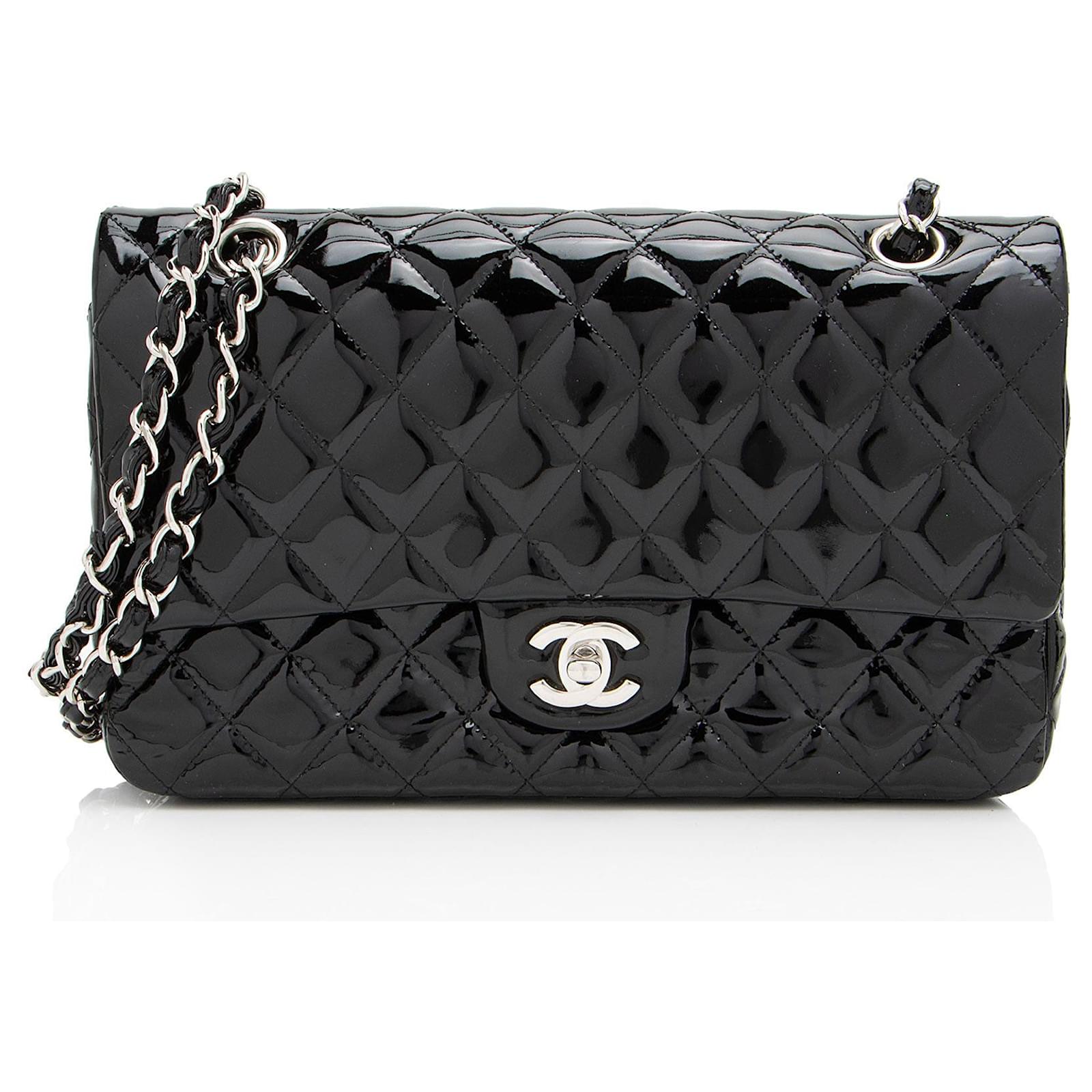 Gabrielle Chanel Patent Leather Classic Medium Double Flap Bag Black  ref.2317475