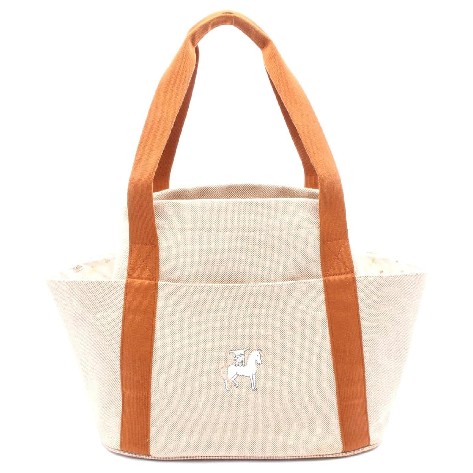 Hermès Hermes Canvas Cabriole Mother's Tote Bag Brown Beige Cloth  ref.2317460