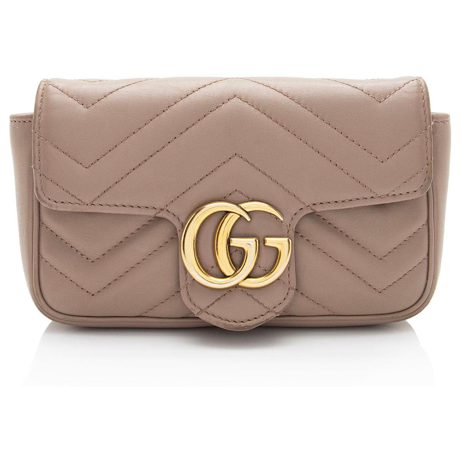 Gucci Matelasse Leather GG Marmont Super Mini Flap Bag - FINAL SALE Brown Beige  ref.2317404